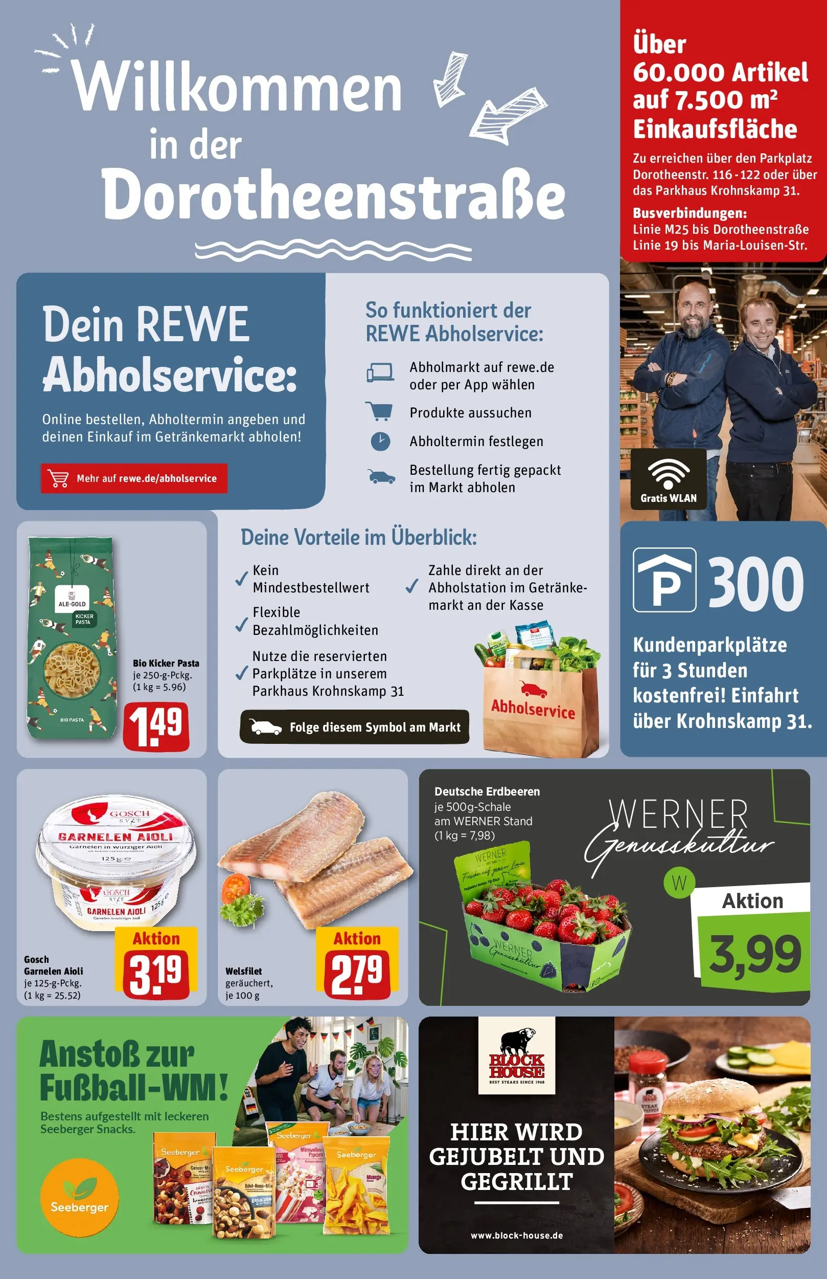 REWE Prospekt ab 08.06.2026 zum Blättern » Angebote | Seite: 31 | Produkte: Garnelen, Mango, Pasta, Erdbeeren