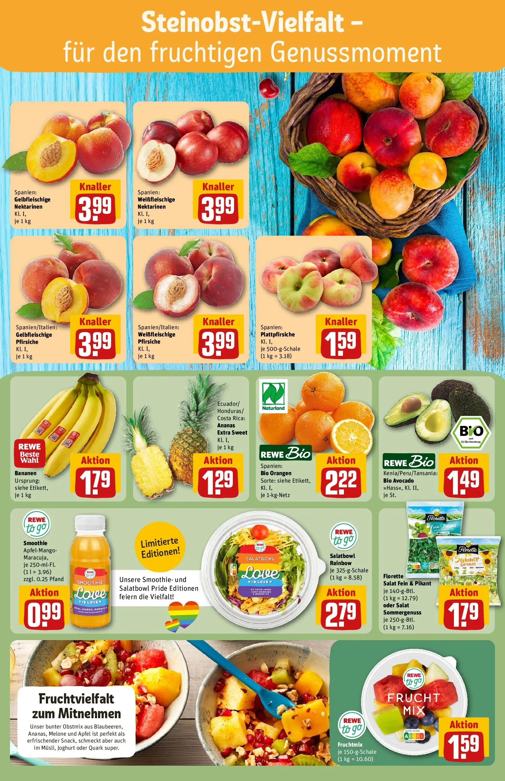 REWE Prospekt ab 08.06.2026 zum Blättern » Angebote | Seite: 6 | Produkte: Nektarinen, Joghurt, Melone, Salat