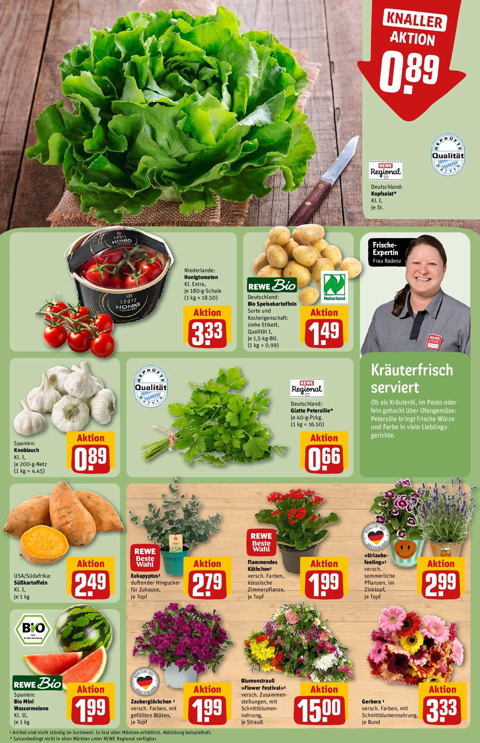 REWE Prospekt ab 08.06.2026 zum Blättern » Angebote | Seite: 7 | Produkte: Tomaten, Knoblauch, Wassermelone, Petersilie