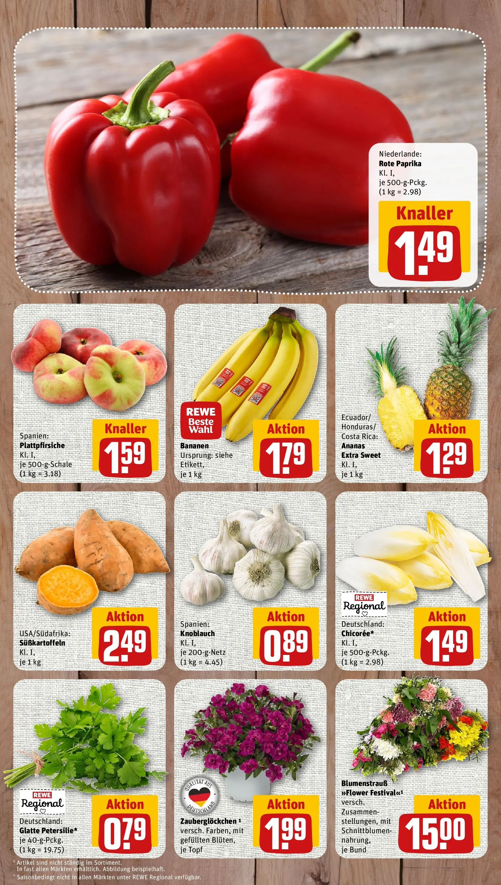 REWE Prospekt ab 08.06.2026 zum Blättern » Angebote | Seite: 3 | Produkte: Bananen, Ananas, Paprika, Knoblauch