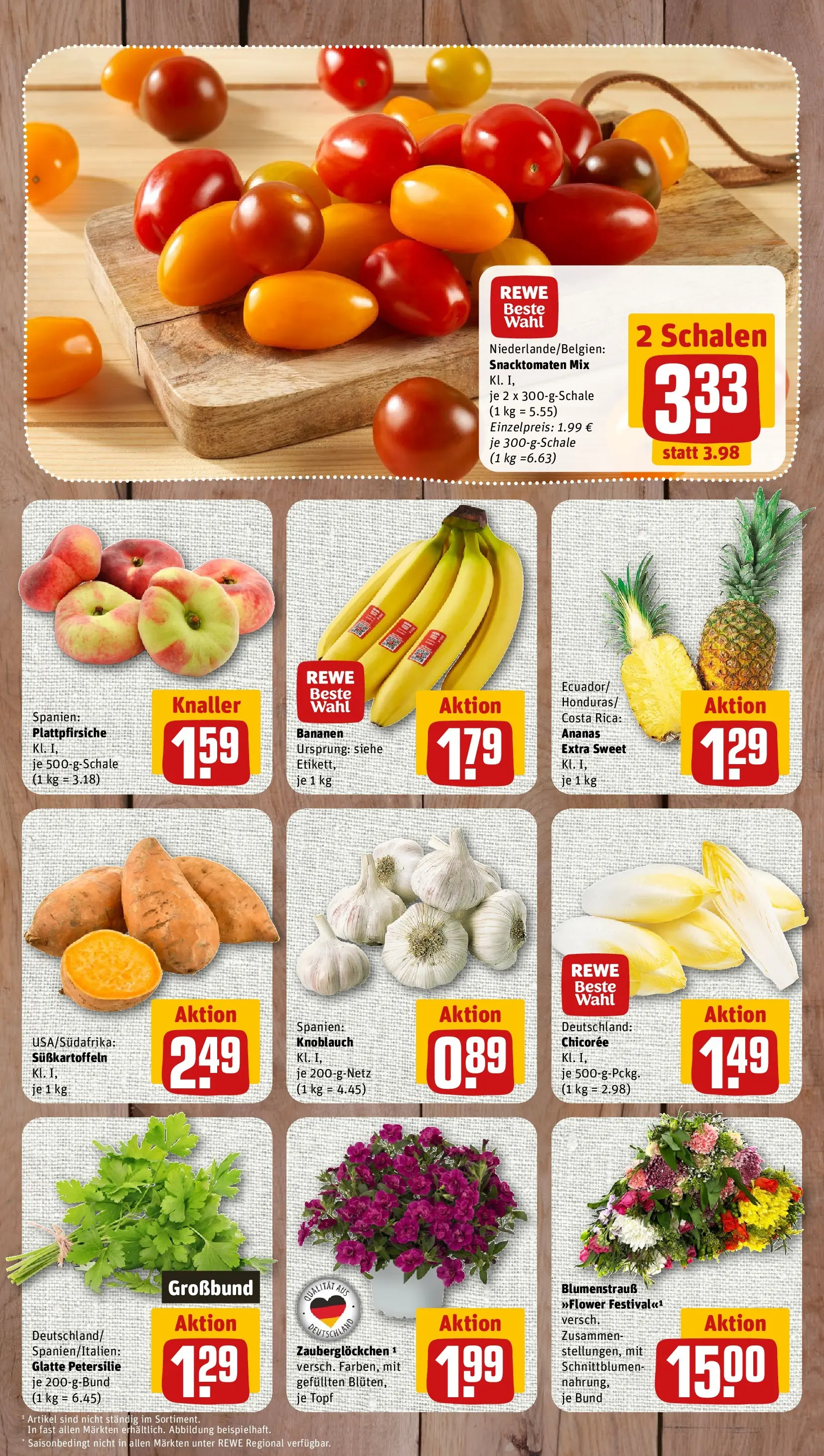 REWE Prospekt ab 08.06.2026 zum Blättern » Angebote | Seite: 3 | Produkte: Bananen, Ananas, Knoblauch, Petersilie
