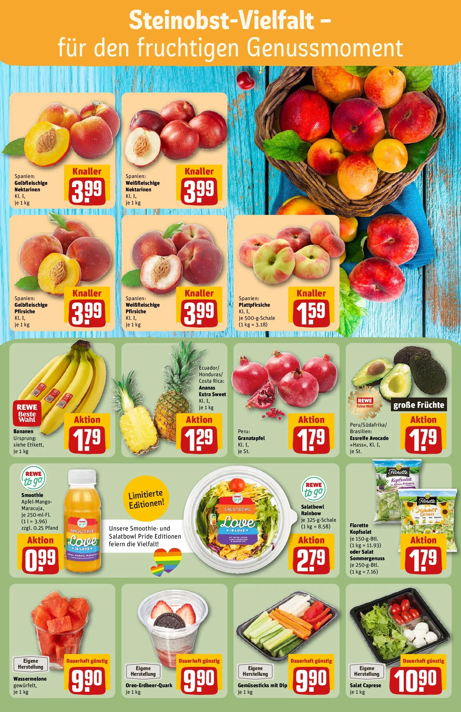 REWE Prospekt ab 08.06.2026 zum Blättern » Angebote | Seite: 6 | Produkte: Granatapfel, Nektarinen, Ananas, Salat