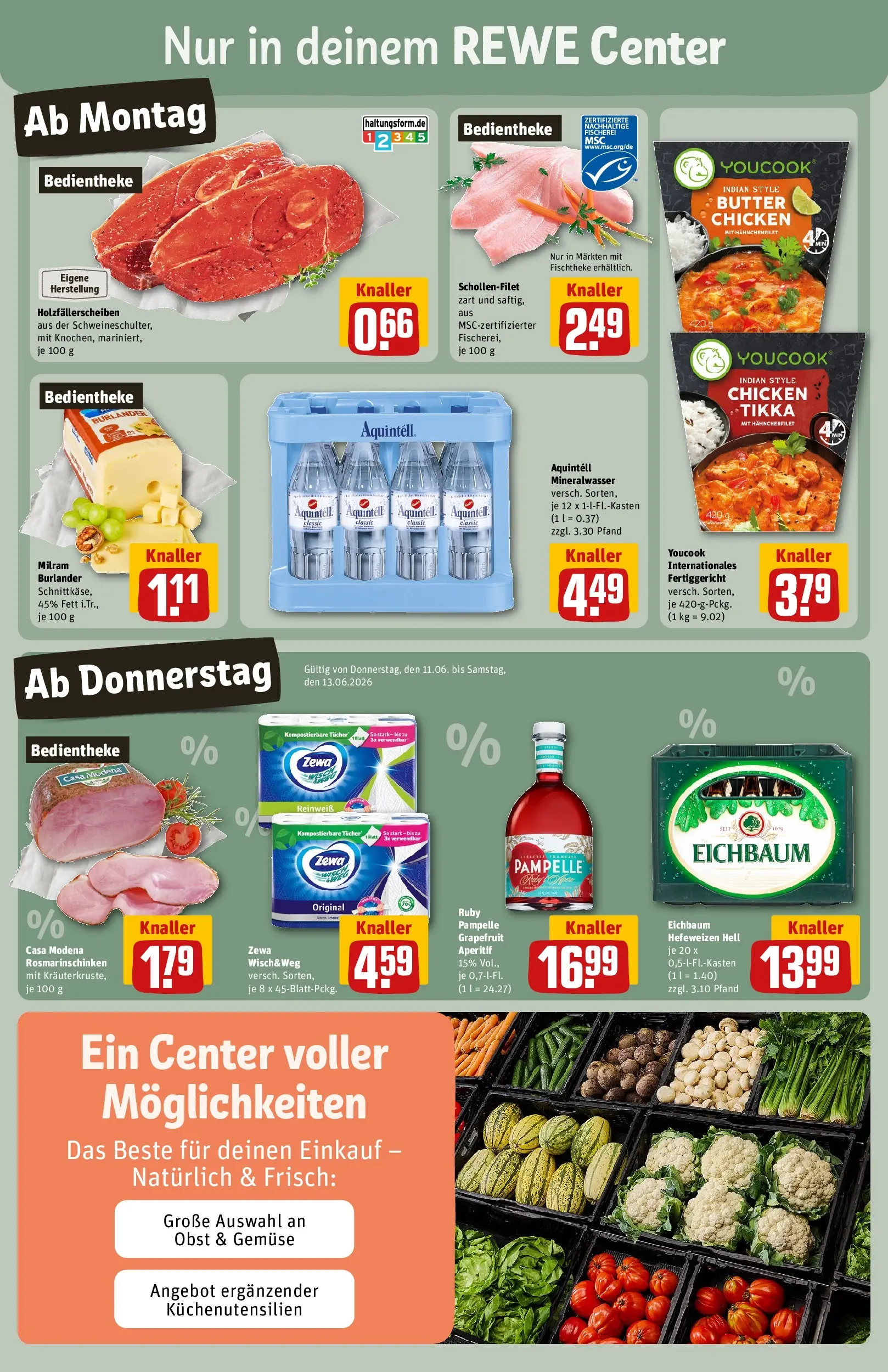 REWE Prospekt ab 08.06.2026 zum Blättern » Angebote | Seite: 3 | Produkte: Mineralwasser, Grapefruit, Gemüse, Milram