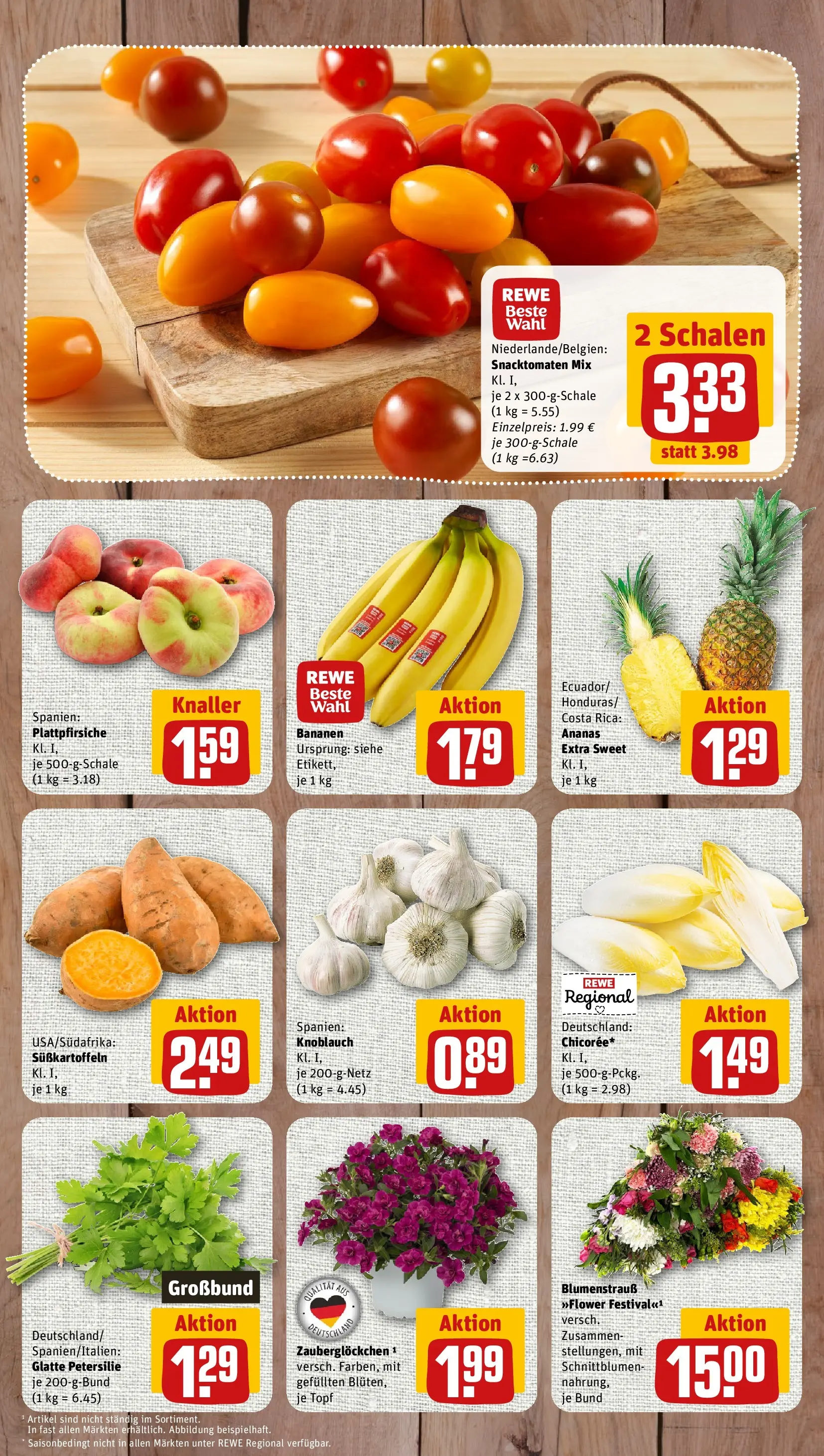 REWE Prospekt ab 08.06.2026 zum Blättern » Angebote | Seite: 3 | Produkte: Bananen, Ananas, Knoblauch, Petersilie