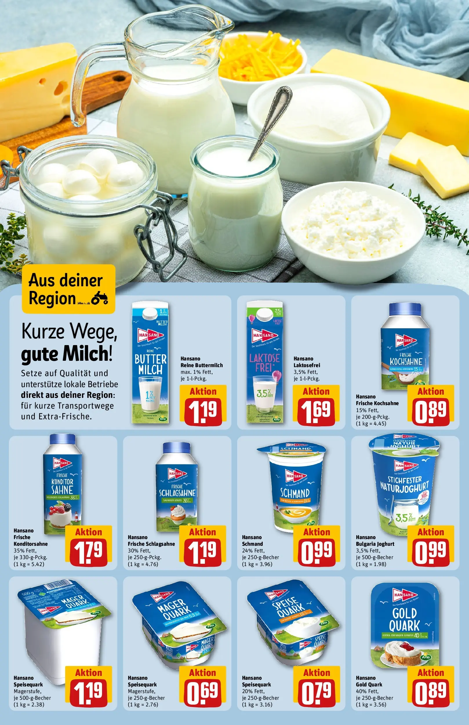 REWE Prospekt ab 08.06.2026 zum Blättern » Angebote | Seite: 14 | Produkte: Milch, Magerquark, Sahne, Speisequark