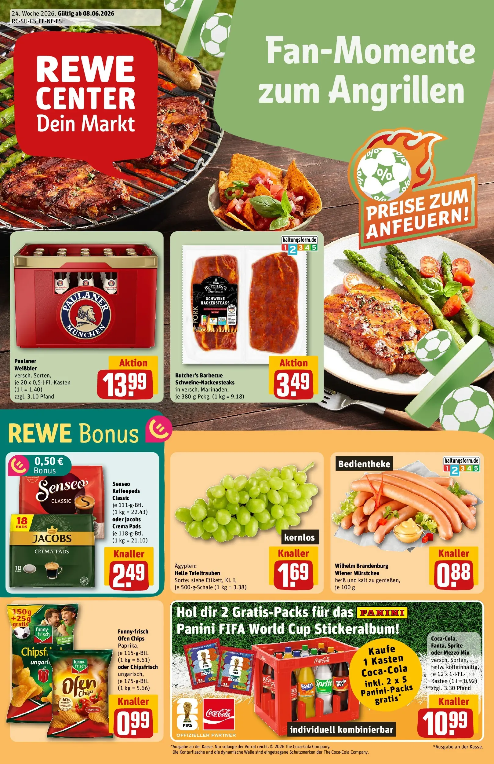REWE Prospekt ab 08.06.2026 zum Blättern » Angebote | Seite: 1 | Produkte: Senseo, Kaffeepads, Mezzo mix, Chips