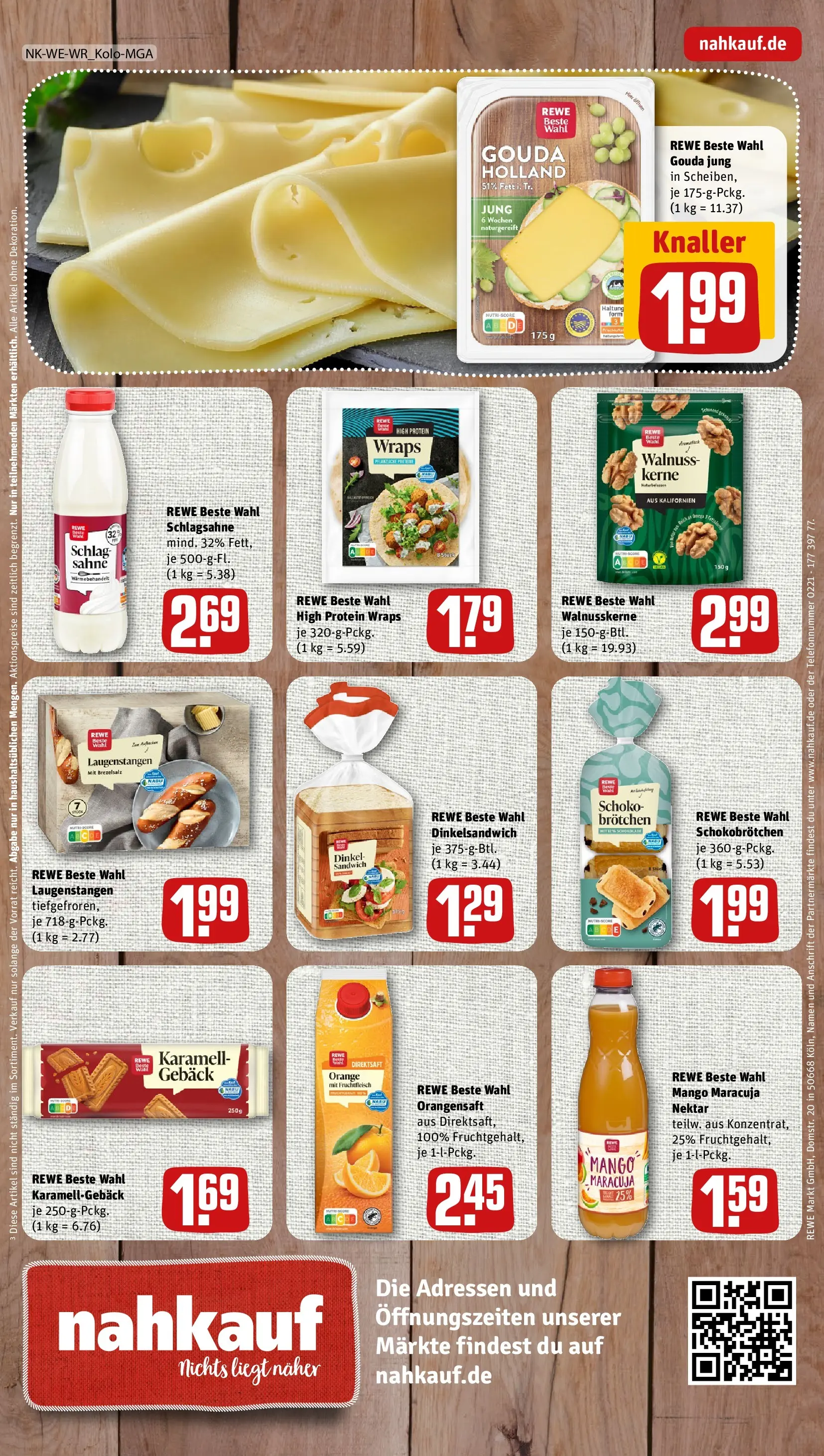 REWE Prospekt ab 08.06.2026 zum Blättern » Angebote | Seite: 8 | Produkte: Gouda, Orangensaft, Mango, Sahne
