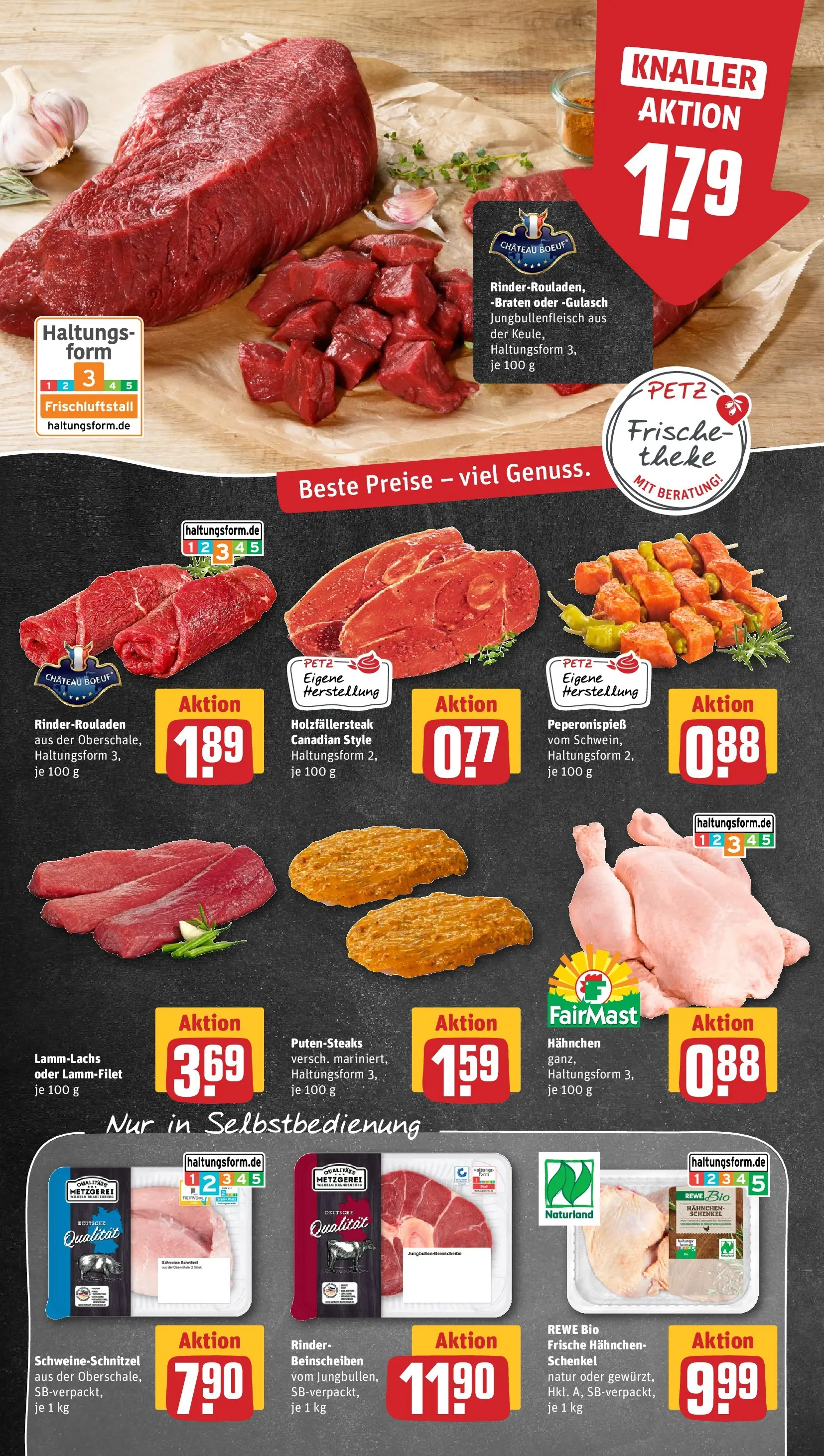 REWE Prospekt ab 08.06.2026 zum Blättern » Angebote | Seite: 10 | Produkte: Rinderrouladen, Schnitzel, Gulasch, Steak