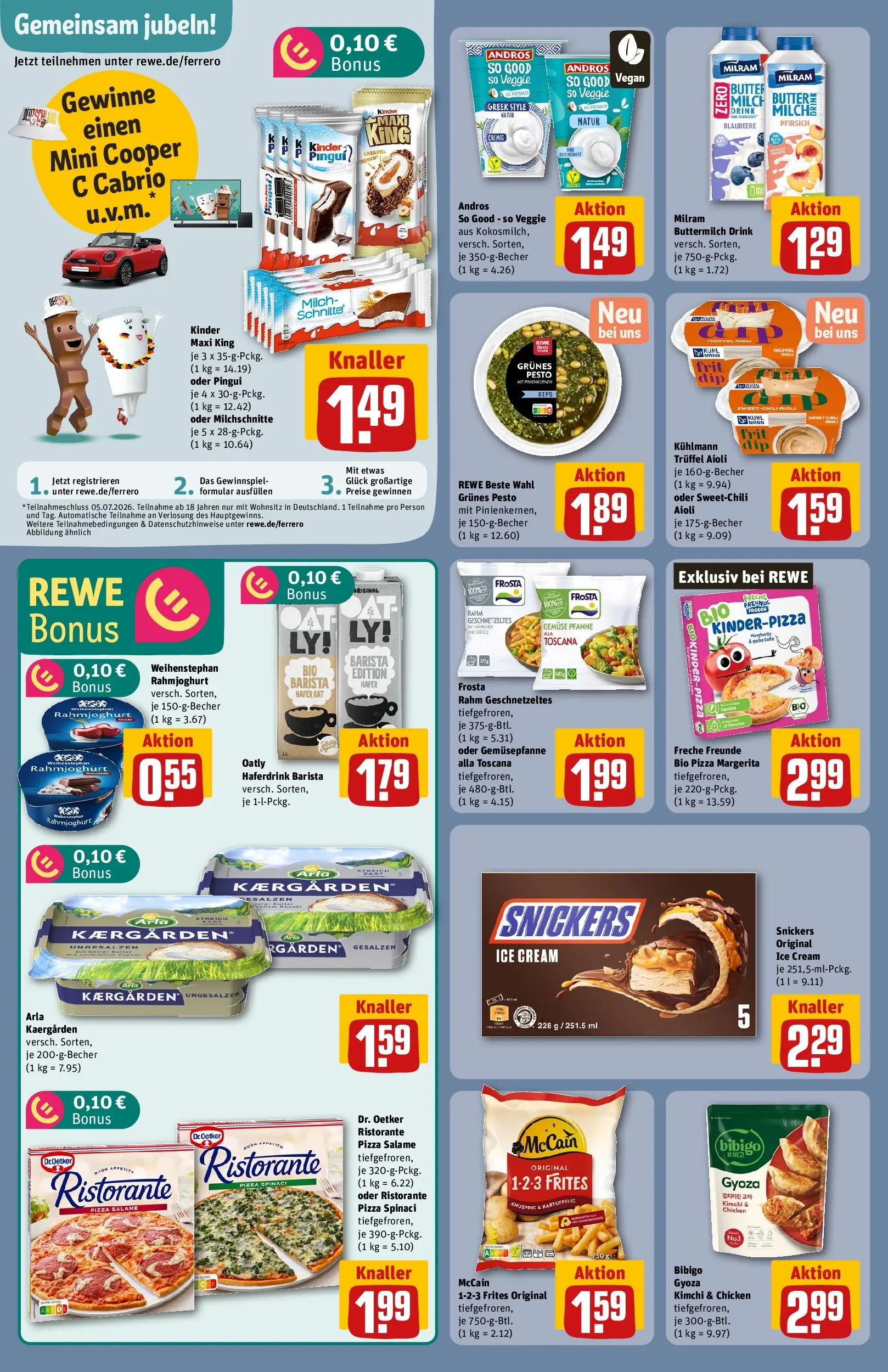 REWE Prospekt ab 08.06.2026 zum Blättern » Angebote | Seite: 16 | Produkte: McCain, Gemüse, Milram, Pfirsich