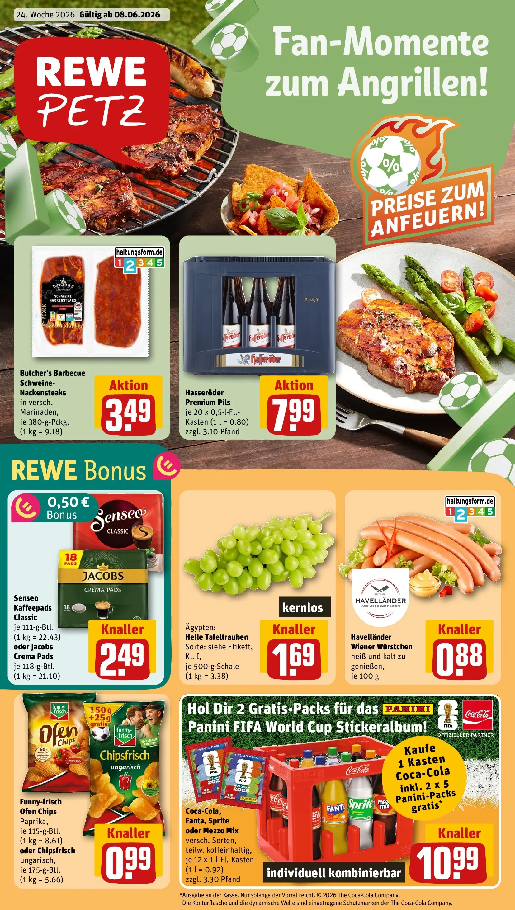 REWE Prospekt ab 08.06.2026 zum Blättern » Angebote | Seite: 1 | Produkte: Mezzo mix, Fanta, Pils, Paprika