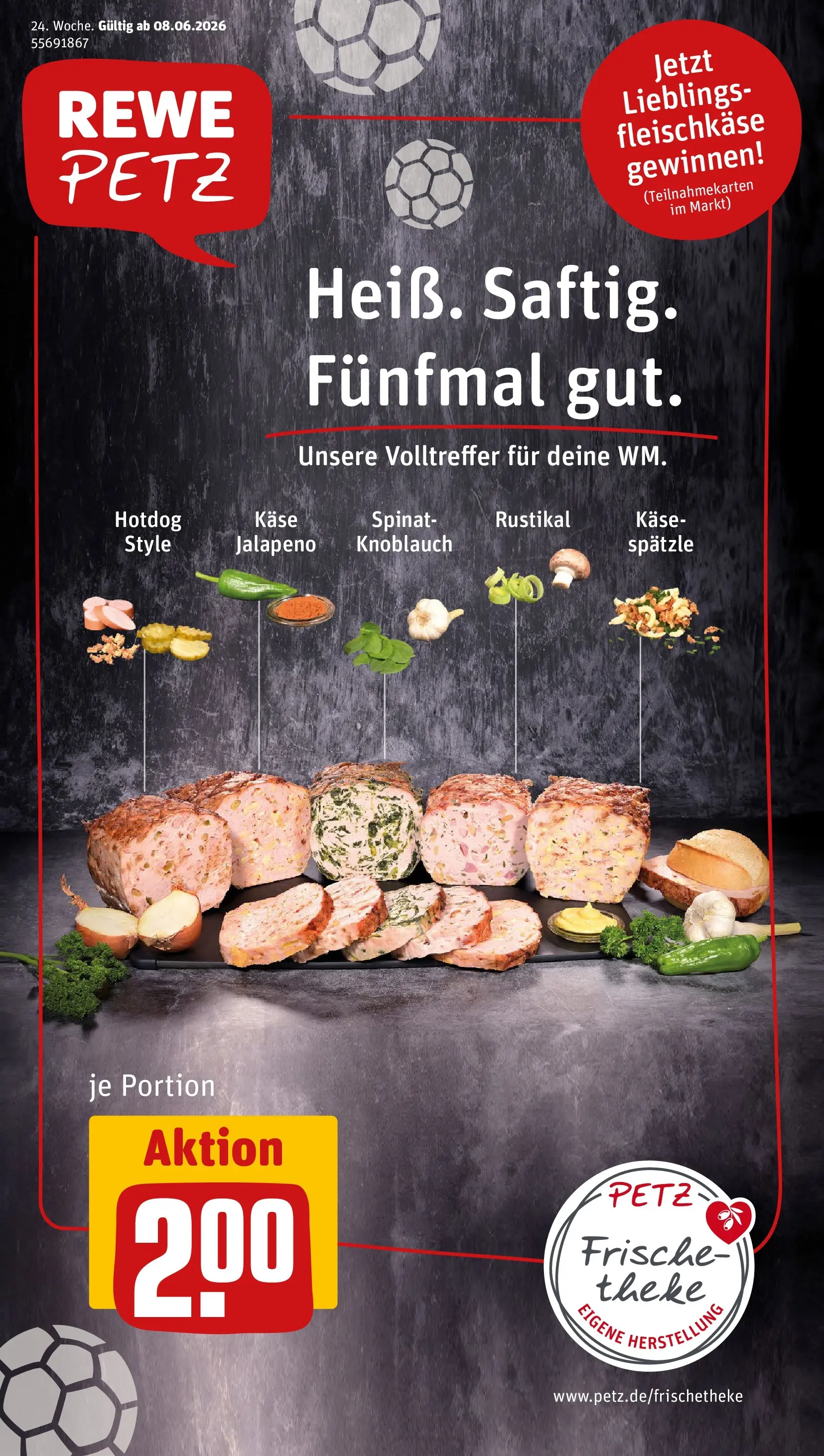 REWE Prospekt ab 08.06.2026 zum Blättern » Angebote | Seite: 1 | Produkte: Käse, Theke, Knoblauch