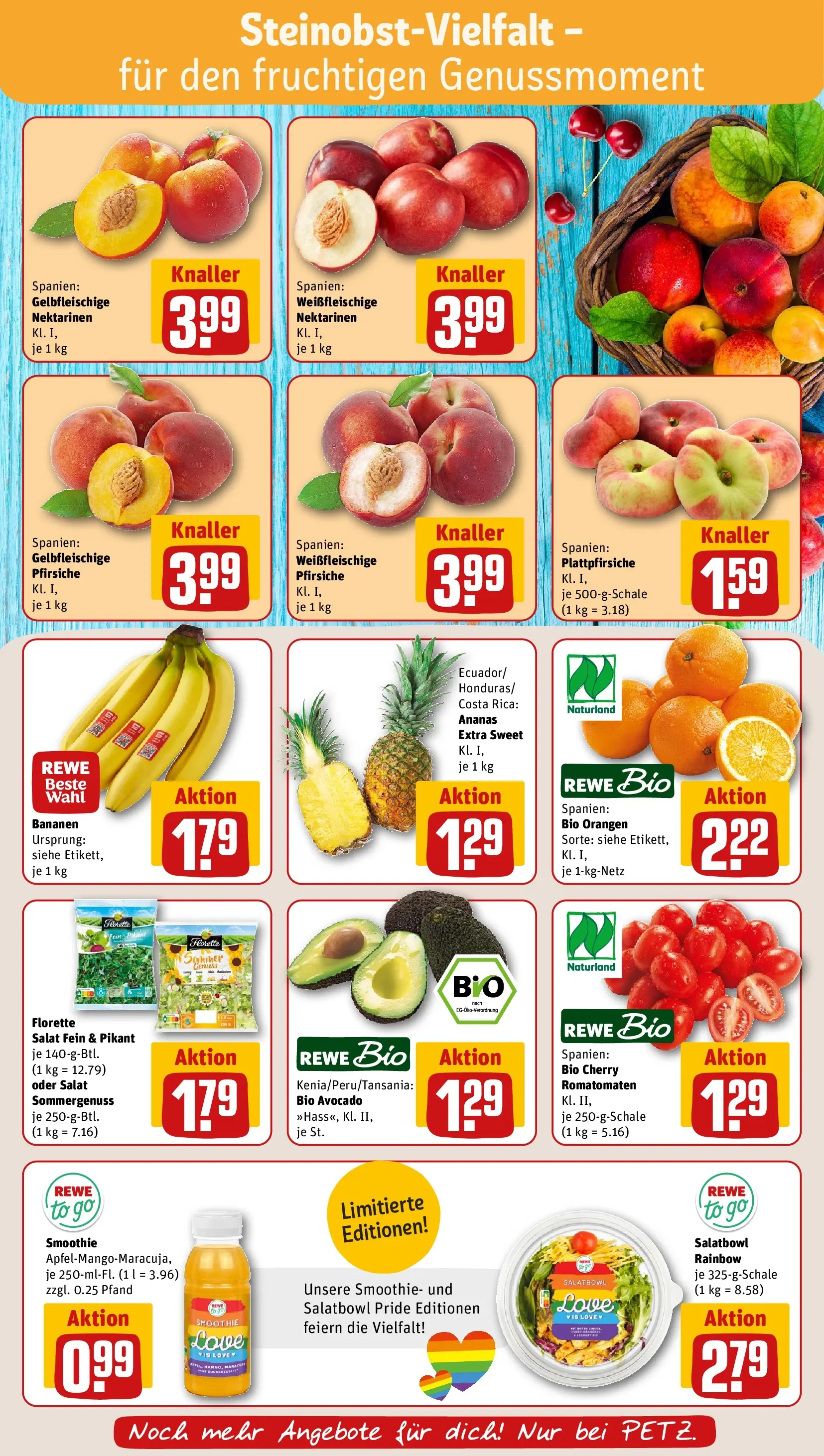REWE Prospekt ab 08.06.2026 zum Blättern » Angebote | Seite: 6 | Produkte: Nektarinen, Bananen, Ananas, Salat