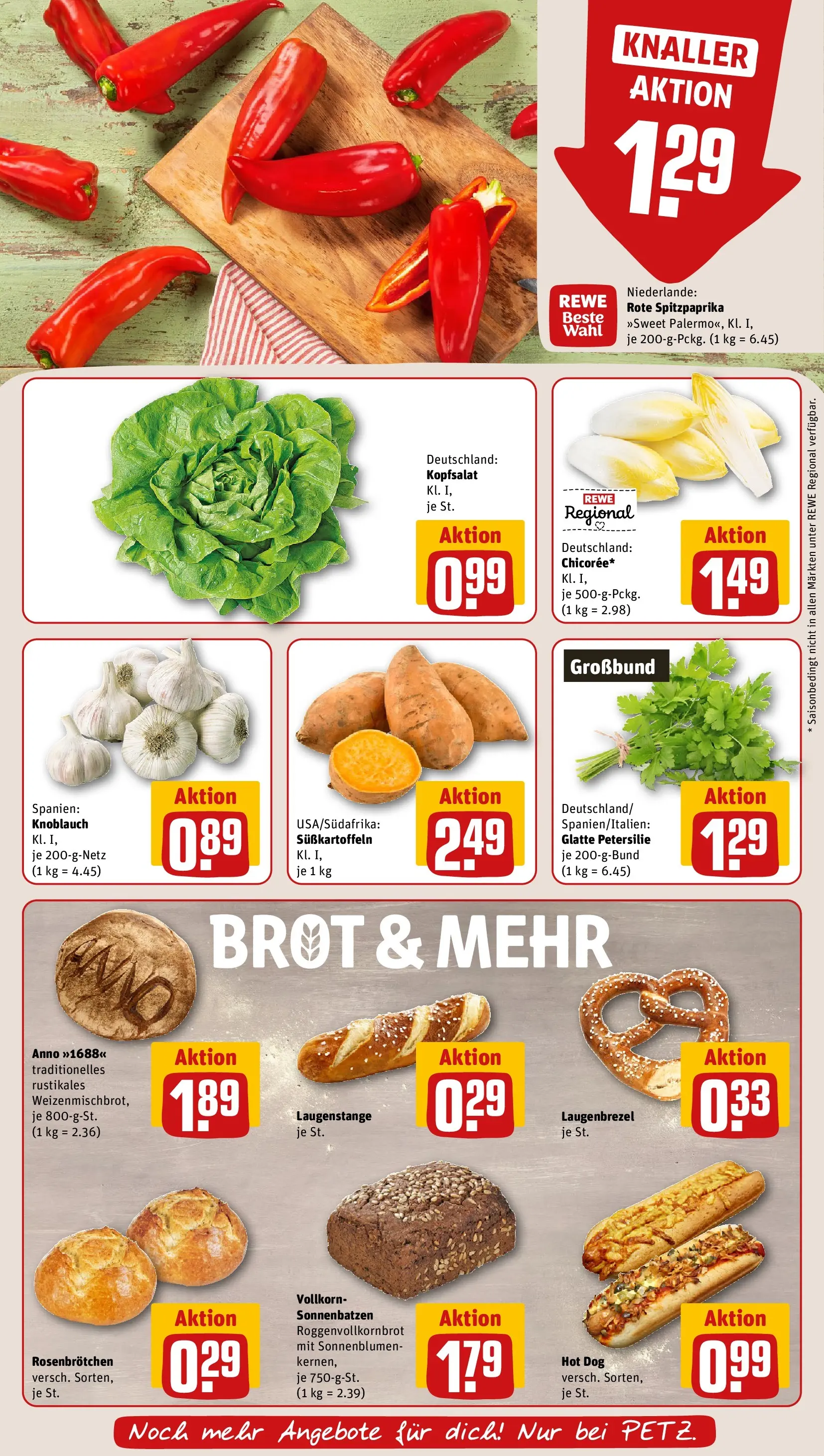 REWE Prospekt ab 08.06.2026 zum Blättern » Angebote | Seite: 7 | Produkte: Knoblauch, Petersilie, Brot