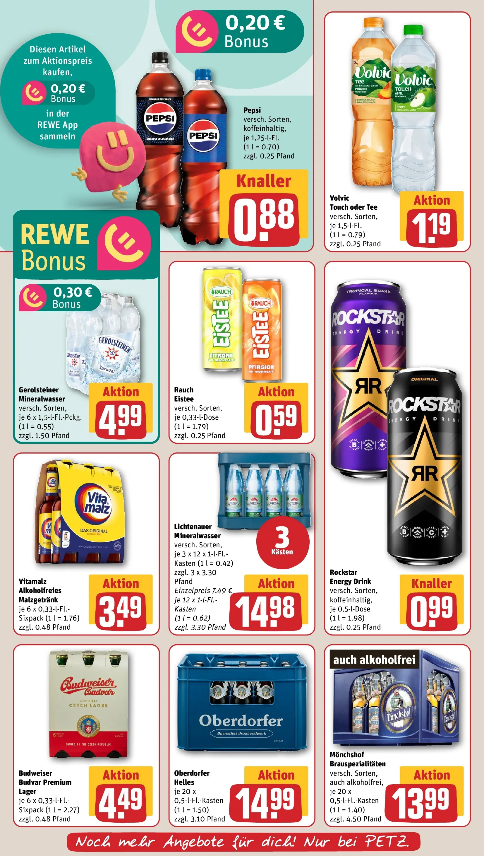 REWE Prospekt ab 08.06.2026 zum Blättern » Angebote | Seite: 18 | Produkte: Cola, Pepsi, Budweiser, Gerolsteiner