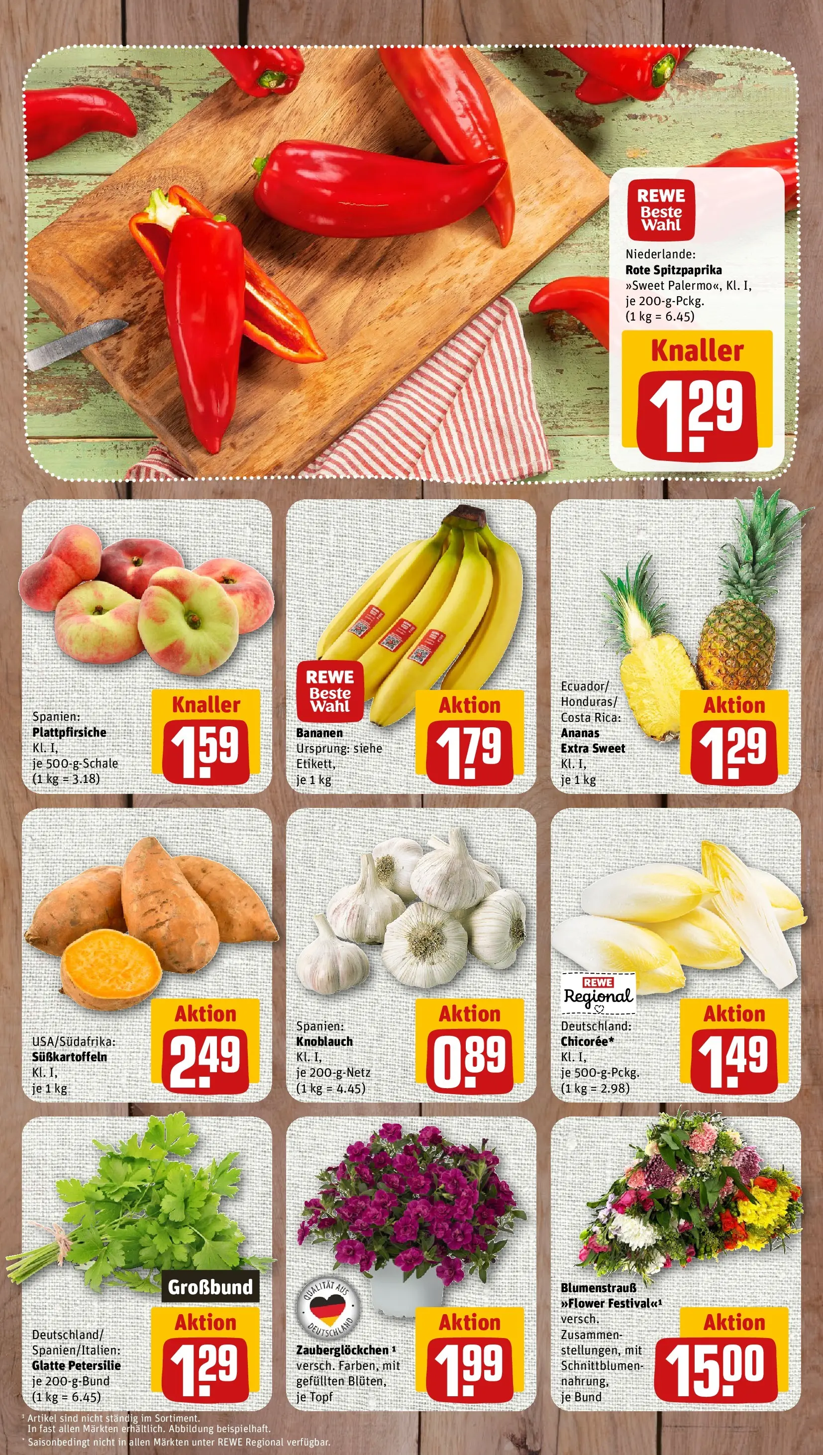 REWE Prospekt ab 08.06.2026 zum Blättern » Angebote | Seite: 3 | Produkte: Bananen, Ananas, Knoblauch, Petersilie