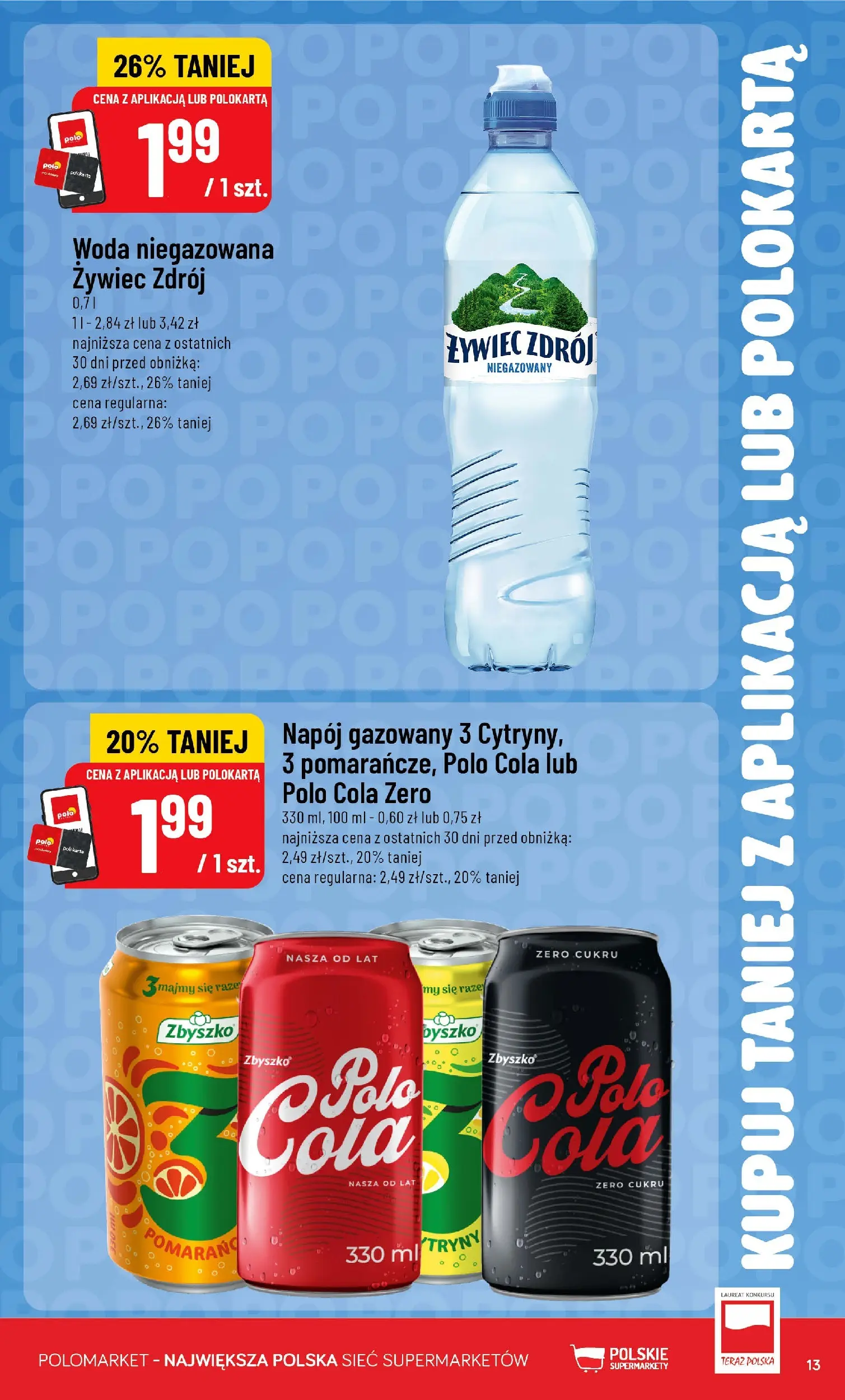 Nowa POLOmarket gazetka od jutra 03.06.2026 | Strona: 13 | Produkty: Woda niegazowana, Woda