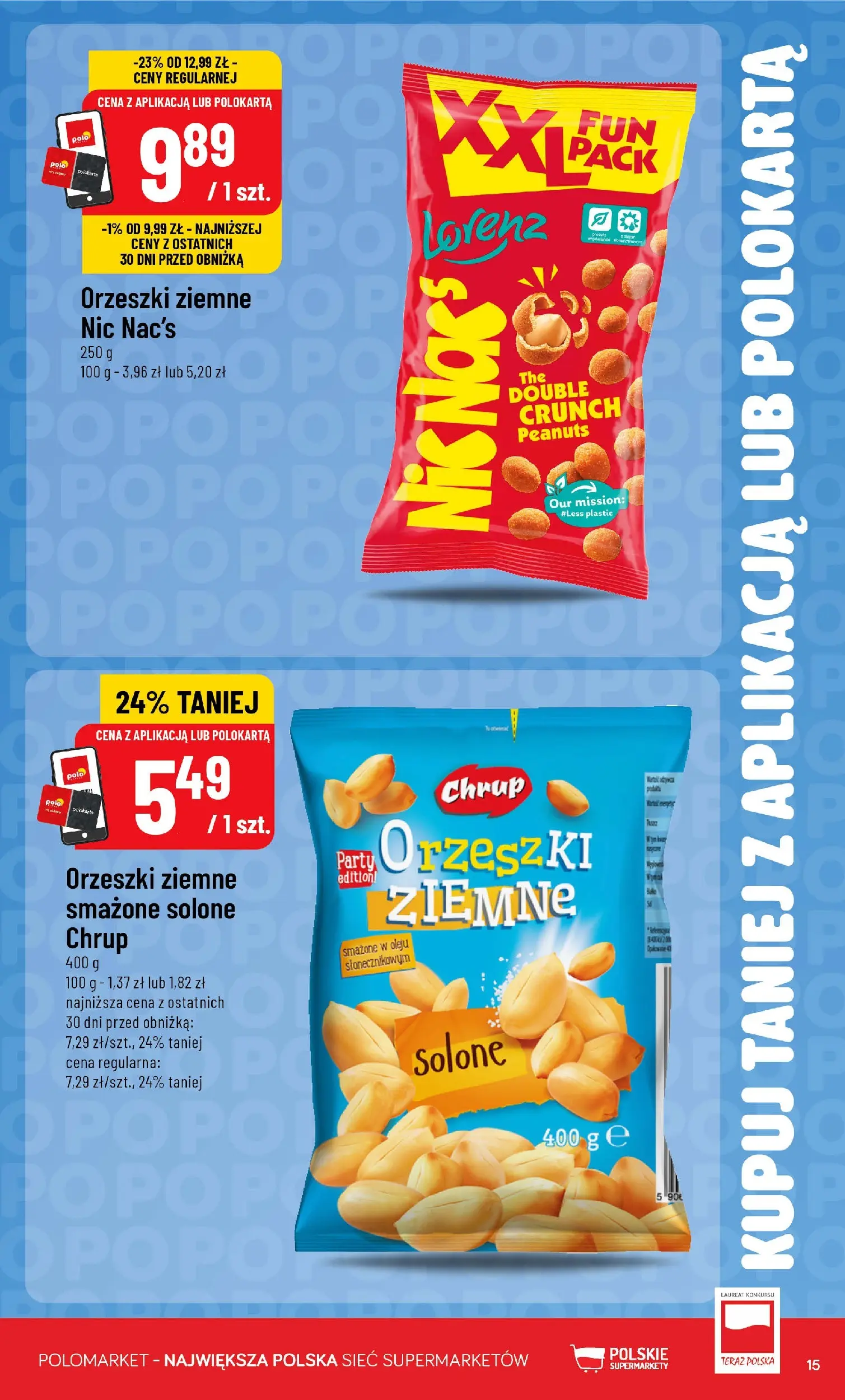 Nowa POLOmarket gazetka od jutra 03.06.2026 | Strona: 15 | Produkty: Orzeszki ziemne