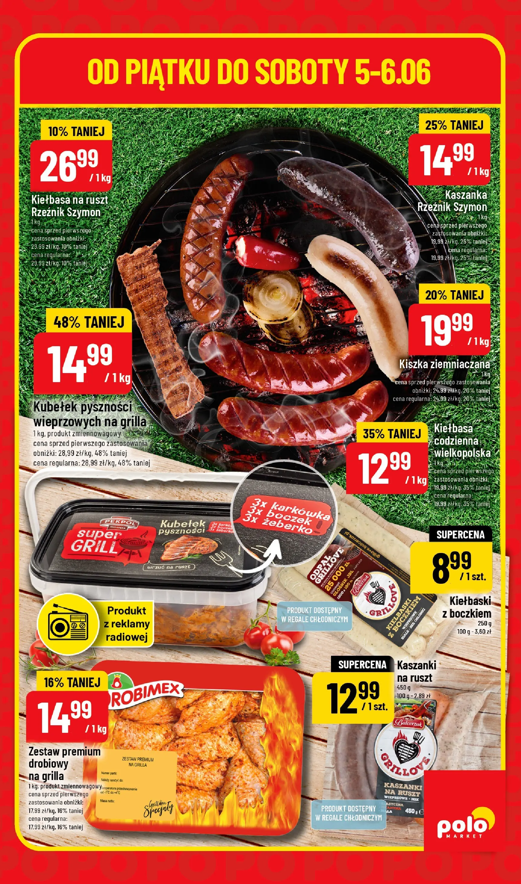 Nowa POLOmarket gazetka od jutra 05.06.2026 | Strona: 3 | Produkty: Głośnik, Kiszka ziemniaczana, Kiełbaski, Ruszt