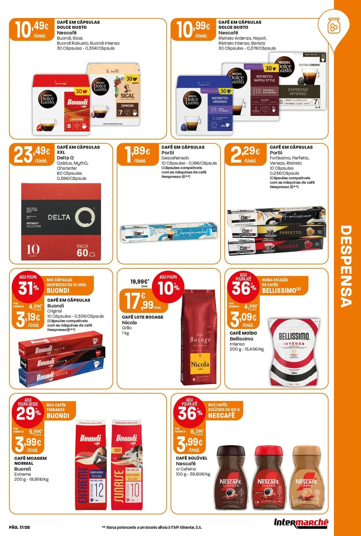 Intermarché - Isto é que são preços BAIXOS » de 04/06/2026 - 10/06/2026 | Página: 17 | Produtos: Delta q, Capsulas dolce gusto, Cápsulas café, Dolce gusto
