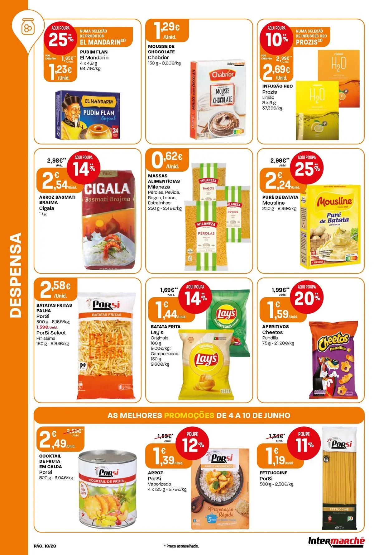 Intermarché - Isto é que são preços BAIXOS » de 04/06/2026 - 10/06/2026 | Página: 18 | Produtos: Milaneza, Pudim, Chocolate, Arroz