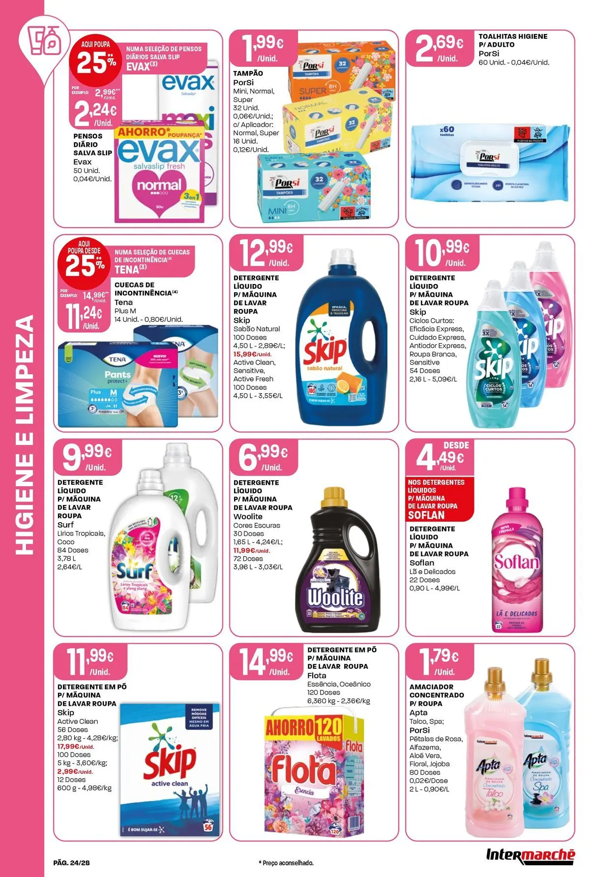 Intermarché - Isto é que são preços BAIXOS » de 04/06/2026 - 10/06/2026 | Página: 24 | Produtos: Máquina de lavar, Pó, Sabão, Cuecas