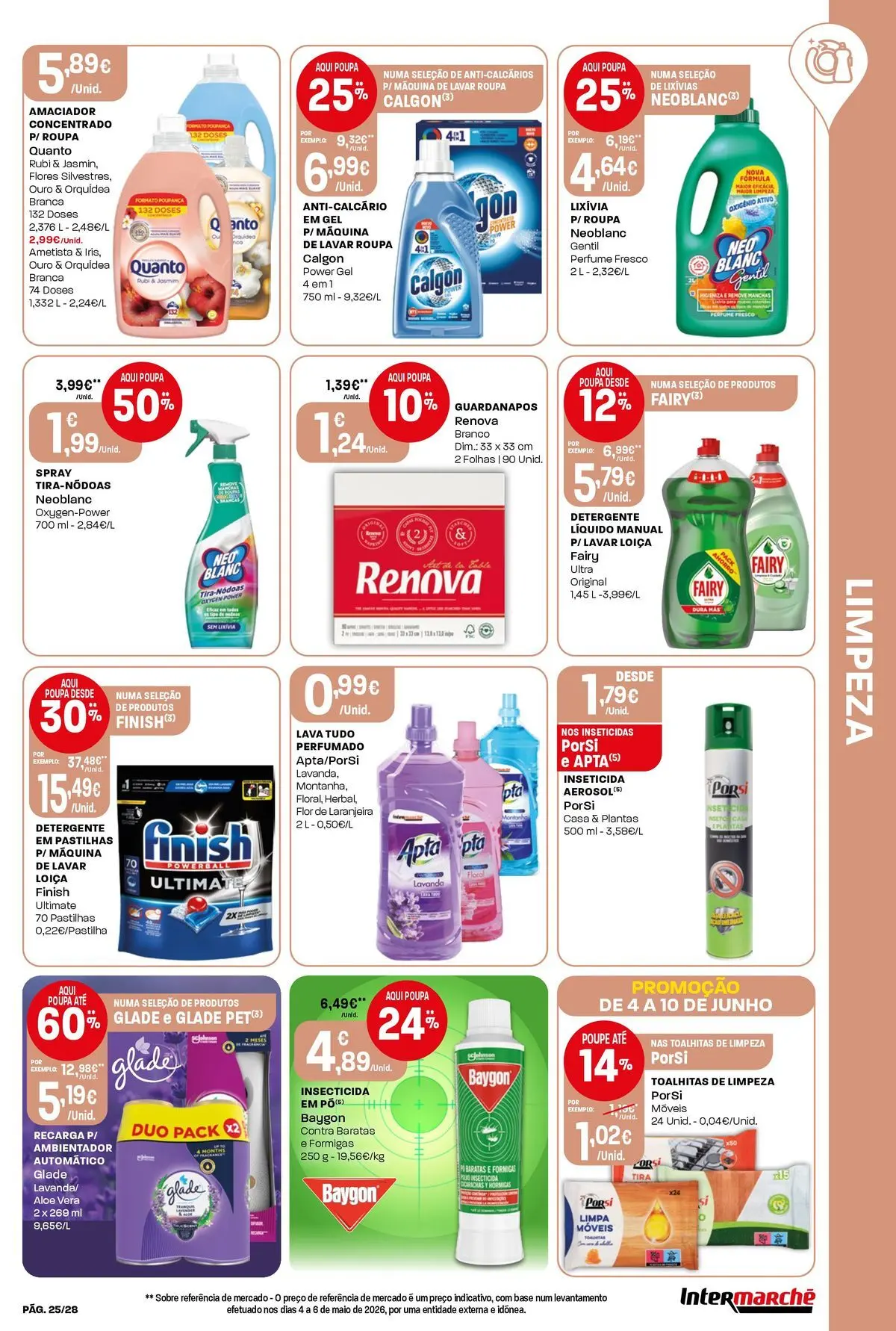 Intermarché - Isto é que são preços BAIXOS » de 04/06/2026 - 10/06/2026 | Página: 25 | Produtos: Perfume, Guardanapos, Base, Detergente