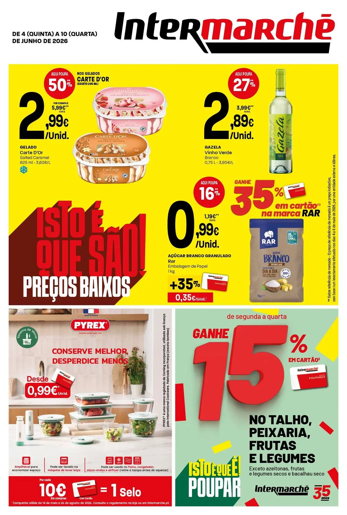 Intermarché - Intermarché » de 04/06/2026 - 10/06/2026 | Página: 1 | Produtos: Base, Sal, Gelado, Açúcar