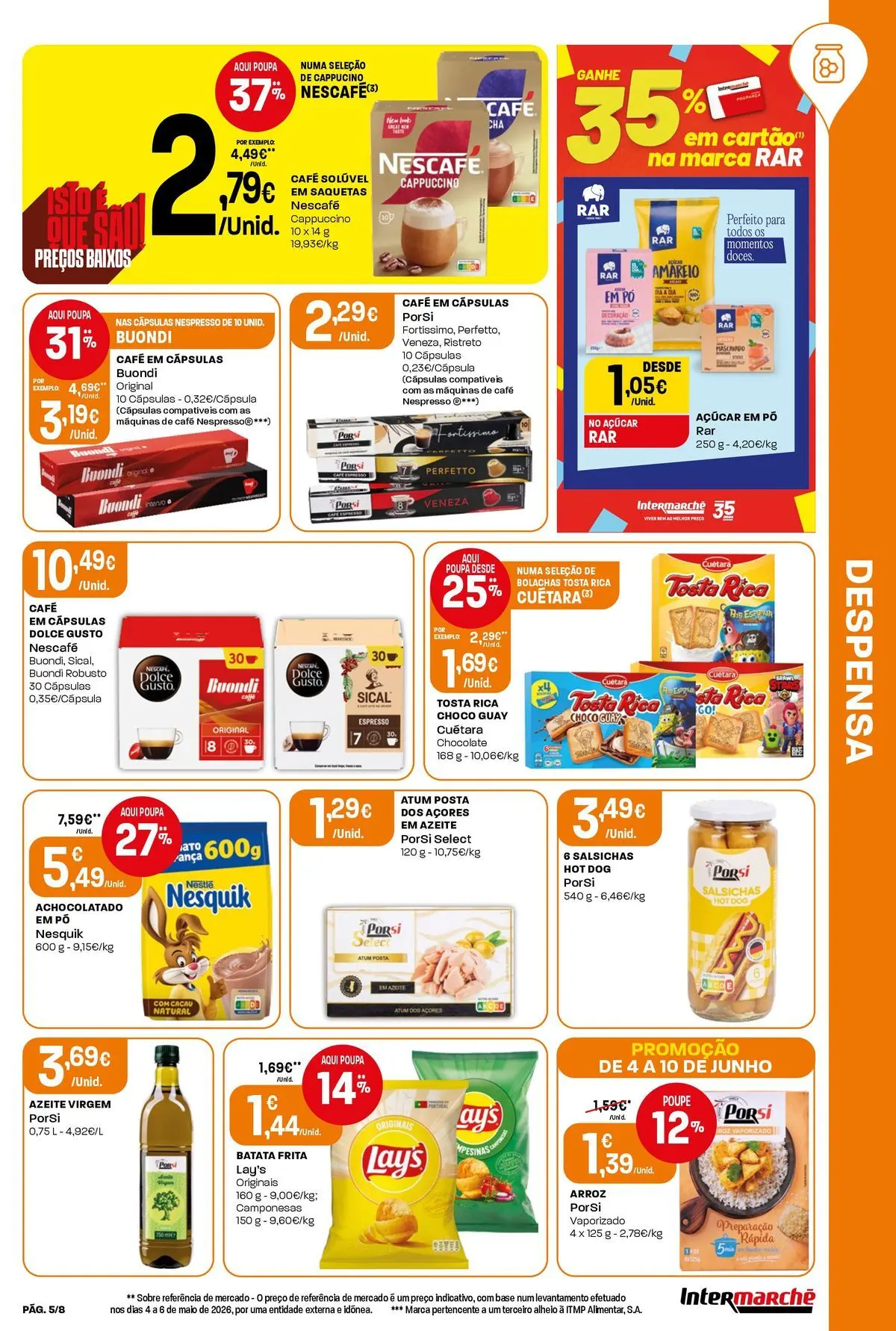 Intermarché - Intermarché » de 04/06/2026 - 10/06/2026 | Página: 5 | Produtos: Nestlé, Café, Arroz, Açúcar