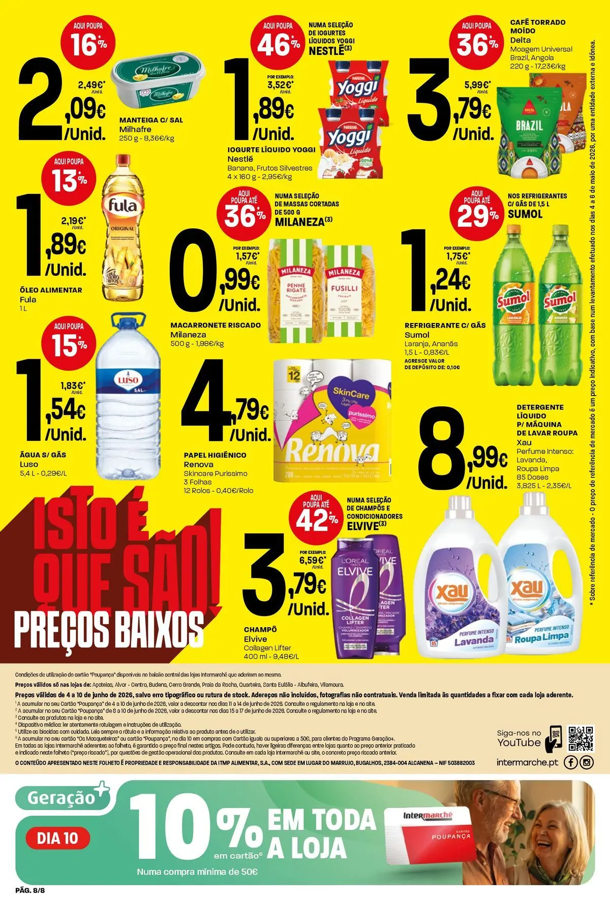 Intermarché - Intermarché » de 04/06/2026 - 10/06/2026 | Página: 8 | Produtos: Milaneza, Perfume, Iogurtes, Detergente