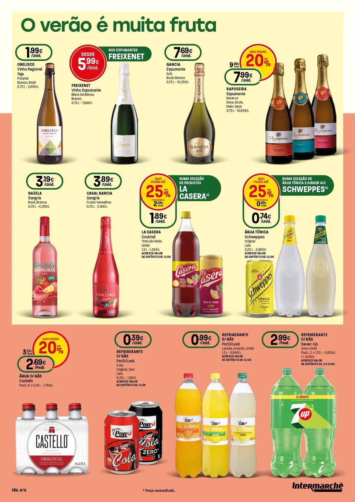 Intermarché - O melhor mundial serve-se em casa » de 04/06/2026 - 17/06/2026 | Página: 8 | Produtos: Agua, Refrigerante, Espumante, Vinho