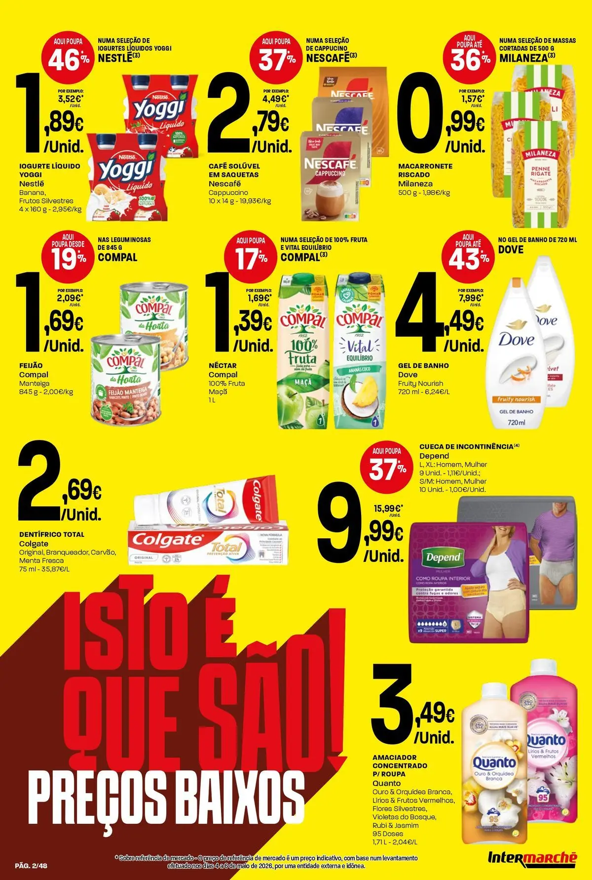 Intermarché - Isto é que são preços BAIXOS! » de 04/06/2026 - 10/06/2026 | Página: 2 | Produtos: Milaneza, Gel de banho, Nestlé, Café