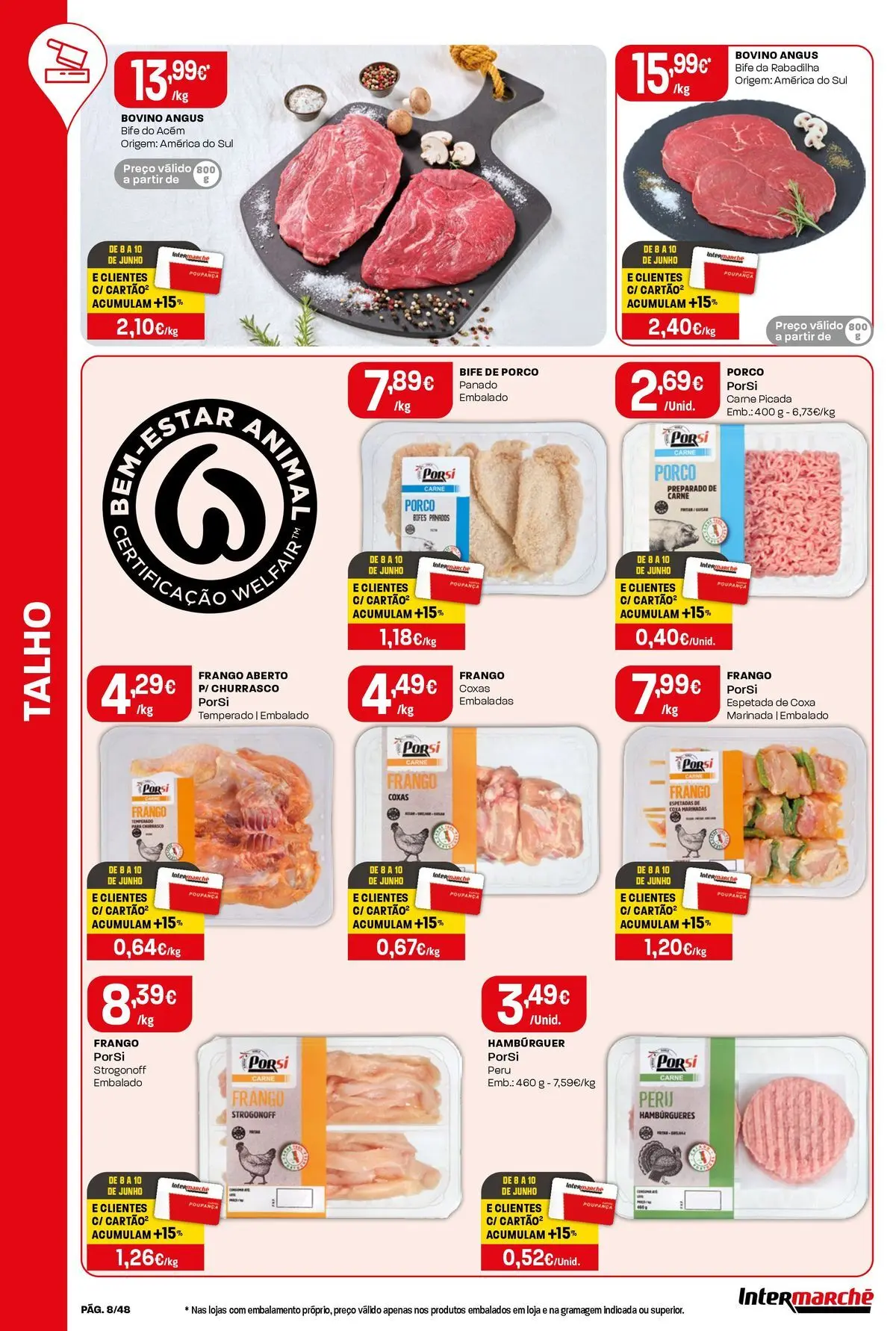 Intermarché - Isto é que são preços BAIXOS! » de 04/06/2026 - 10/06/2026 | Página: 8 | Produtos: Frango, Peru, Hambúrguer, Carne picada