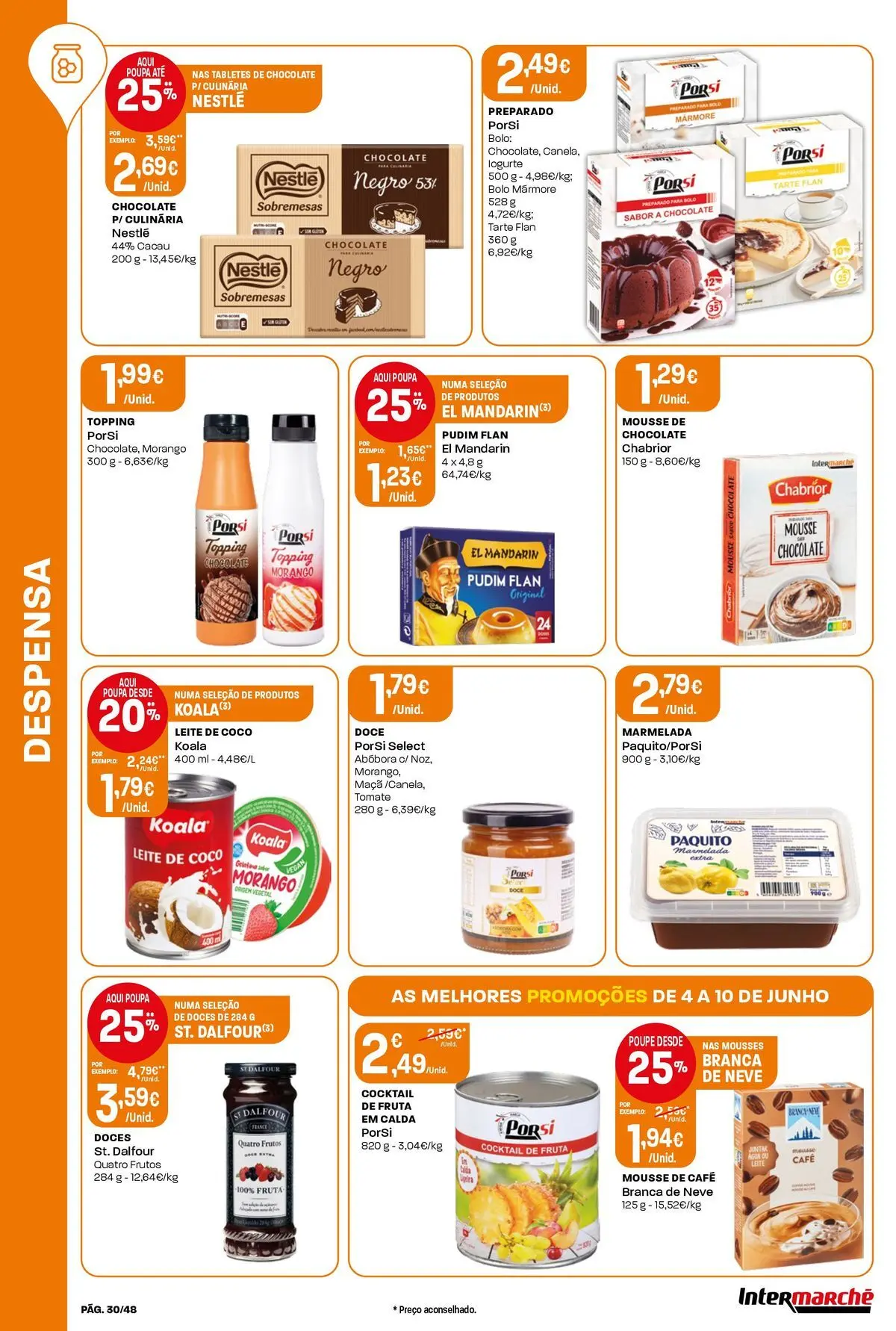 Intermarché - Isto é que são preços BAIXOS! » de 04/06/2026 - 10/06/2026 | Página: 30 | Produtos: Nestlé, Maça, Chocolate, Tomate