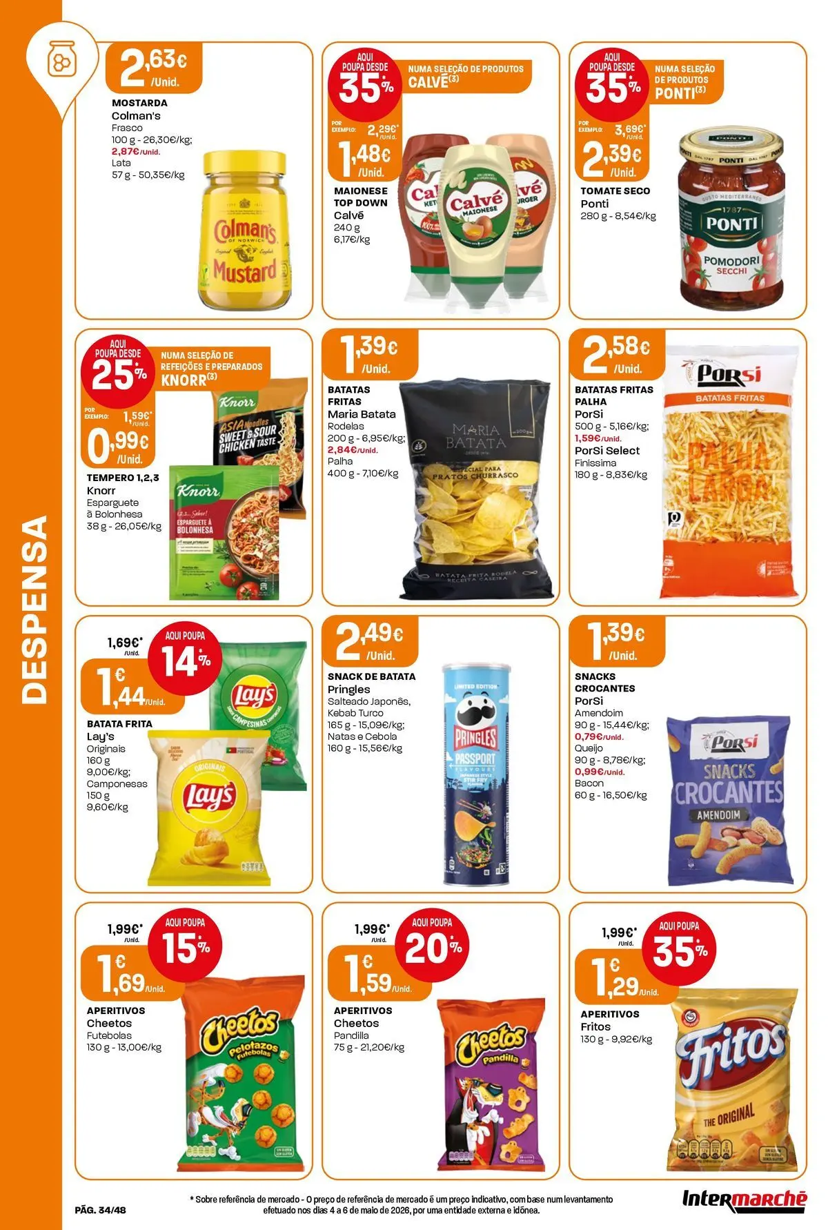 Intermarché - Isto é que são preços BAIXOS! » de 04/06/2026 - 10/06/2026 | Página: 34 | Produtos: Esparguete, Top, Queijo, Batatas fritas