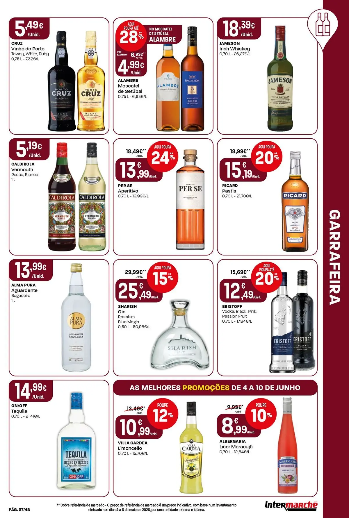 Intermarché - Isto é que são preços BAIXOS! » de 04/06/2026 - 10/06/2026 | Página: 37 | Produtos: Limoncello, Licor, Vinho, Tequila