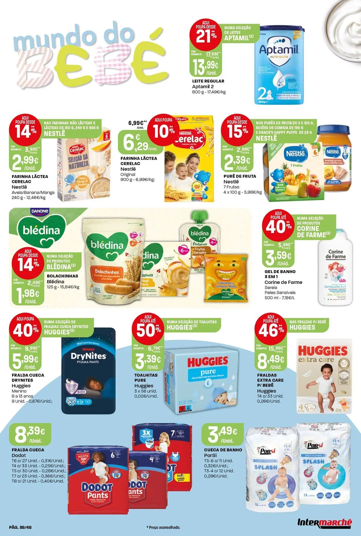 Intermarché - Isto é que são preços BAIXOS! » de 04/06/2026 - 10/06/2026 | Página: 38 | Produtos: Farinha láctea, Leite, Banho, Nestlé