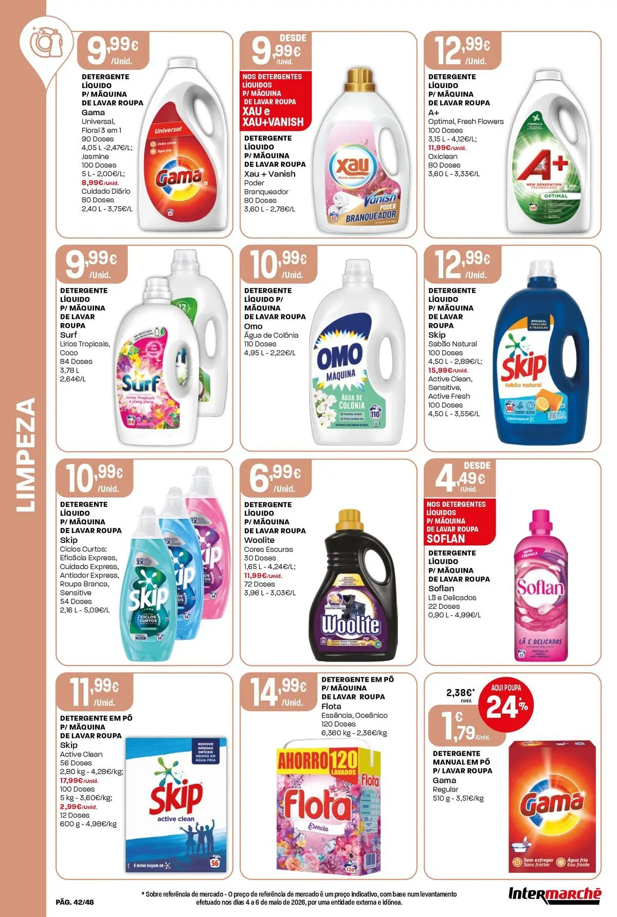 Intermarché - Isto é que são preços BAIXOS! » de 04/06/2026 - 10/06/2026 | Página: 42 | Produtos: Máquina de lavar, Sabão, Base, Detergente