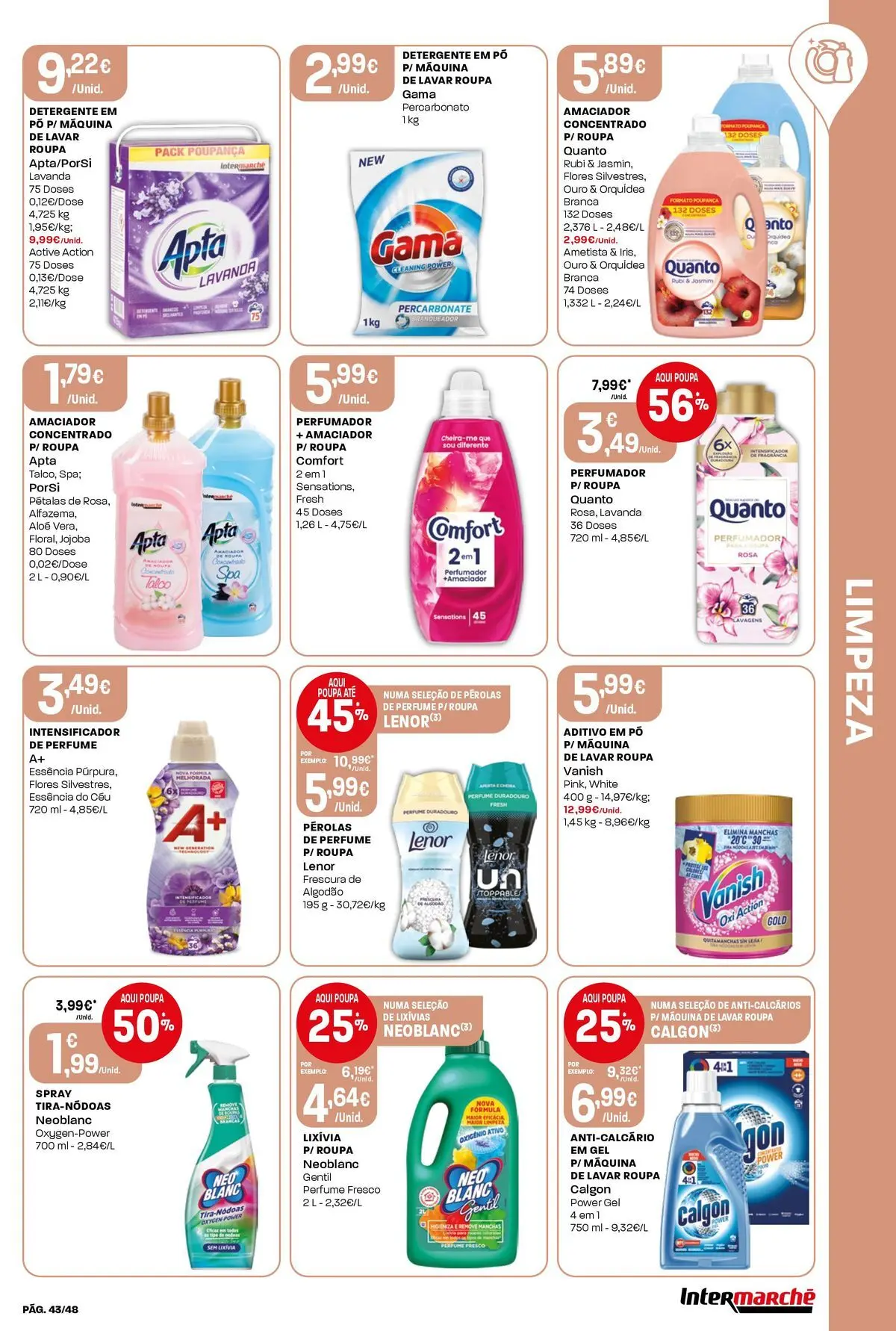 Intermarché - Isto é que são preços BAIXOS! » de 04/06/2026 - 10/06/2026 | Página: 43 | Produtos: Máquina de lavar, Flores, Fragrância, Algodão