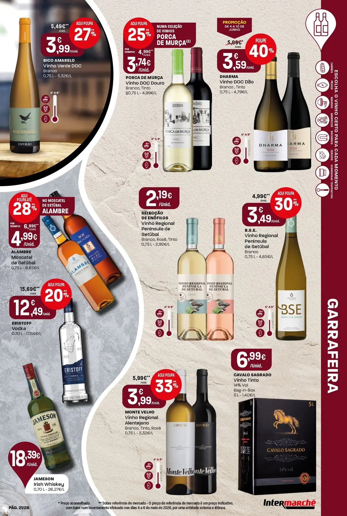 Intermarché - Isto é que são preços BAIXOS! » de 04/06/2026 - 10/06/2026 | Página: 23 | Produtos: Base, Vinho, Vodka, Vinho tinto