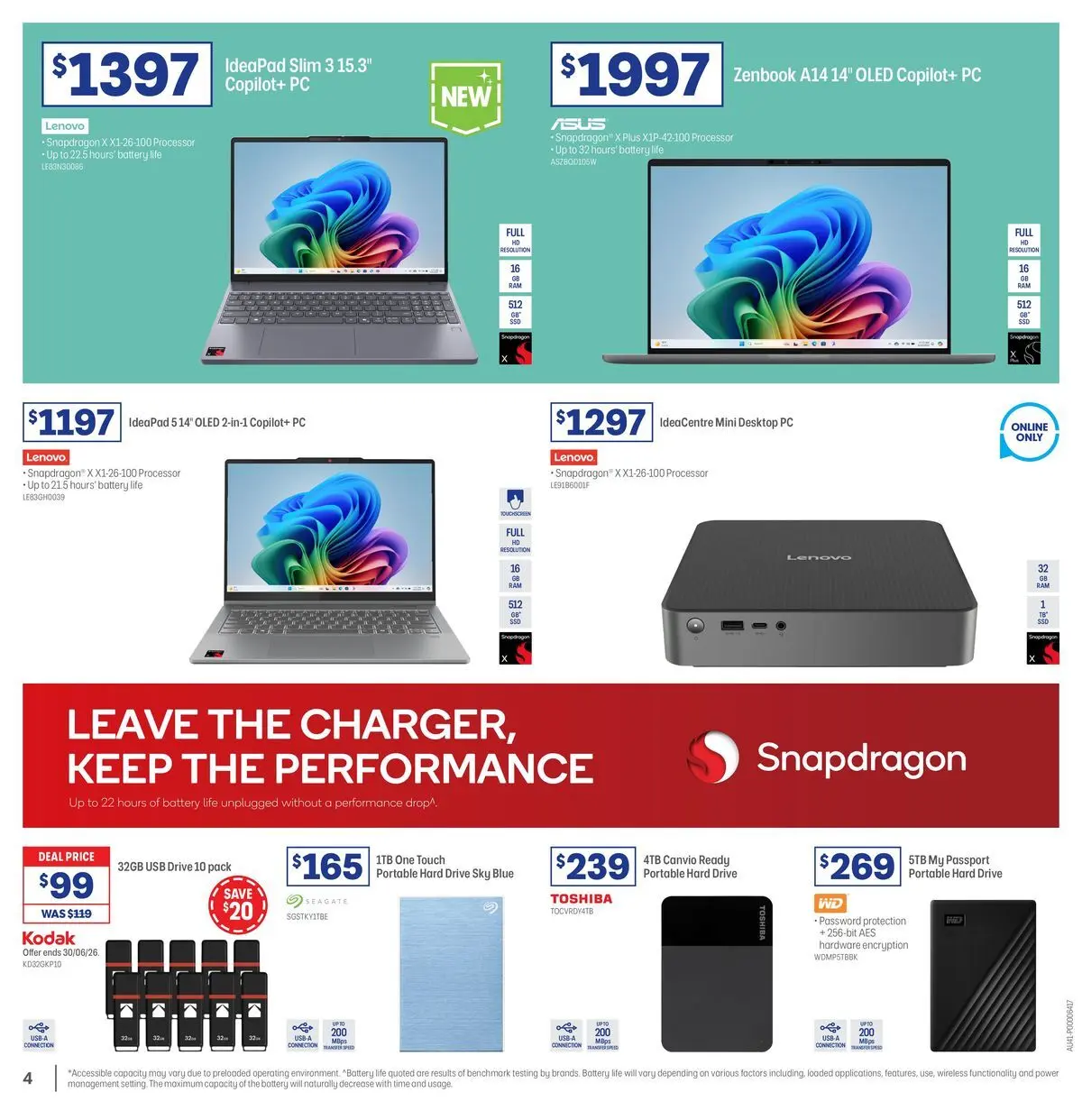 Officeworks - EOFY Deals - 10/06/2026 > weekly / monthly specials | Page: 4 | Products: Battery, Pc, Desktop, Portable