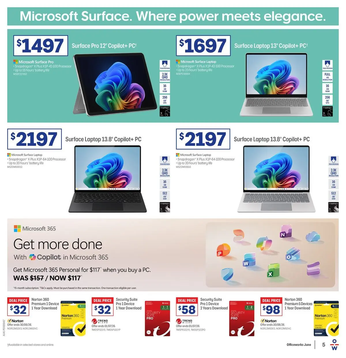 Officeworks - EOFY Deals - 10/06/2026 > weekly / monthly specials | Page: 5 | Products: Battery, Suite, Device, Laptop