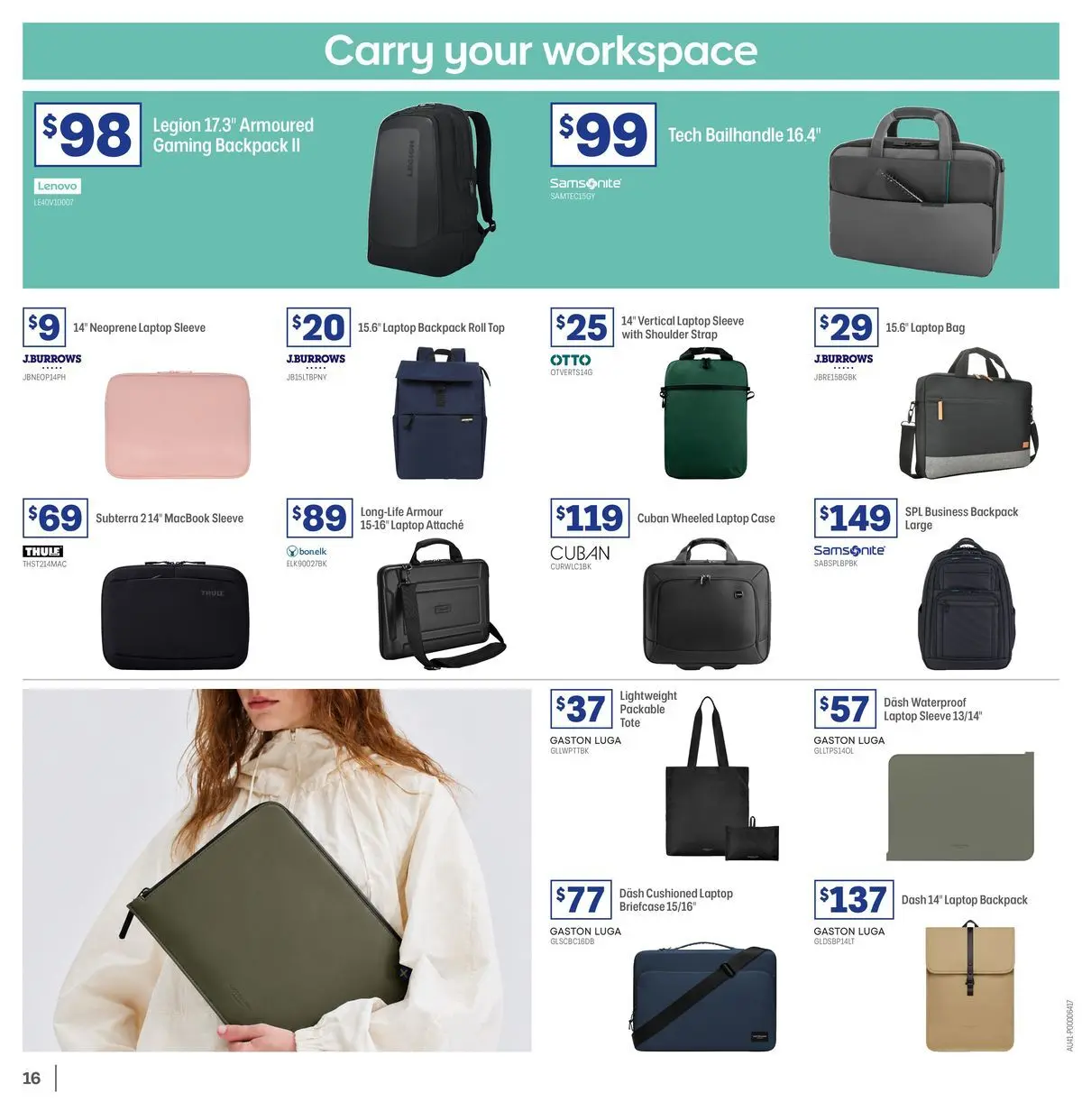 Officeworks - EOFY Deals - 10/06/2026 > weekly / monthly specials | Page: 16 | Products: Briefcase, Backpack, Case, Bag