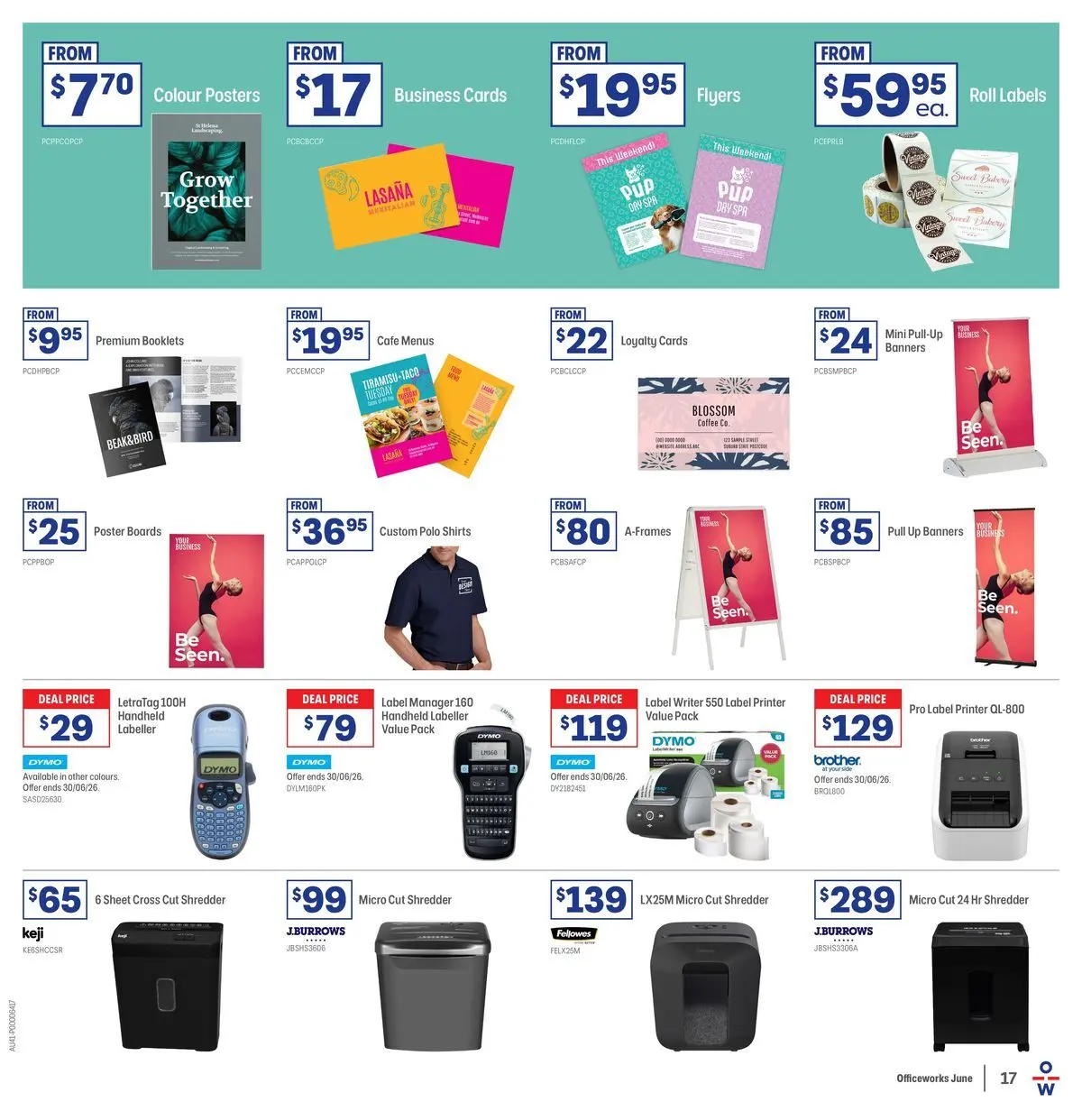 Officeworks - EOFY Deals - 10/06/2026 > weekly / monthly specials | Page: 17 | Products: Coffee, Printer, Shredder