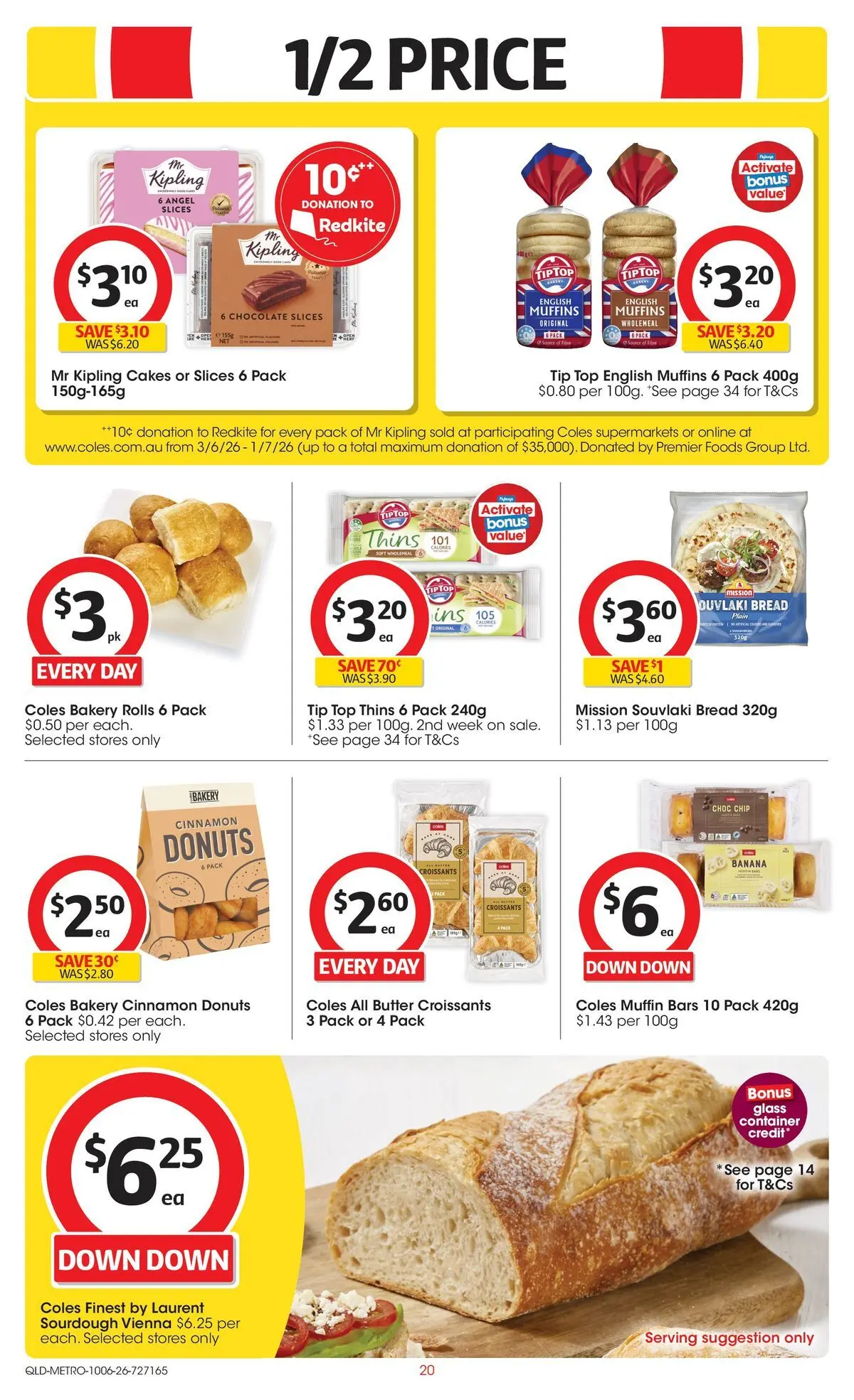 ﻿Coles catalogue valid from 09/06/2026 > Online Australia | Page: 20 | Products: Butter, Donuts, Bread, Muffins