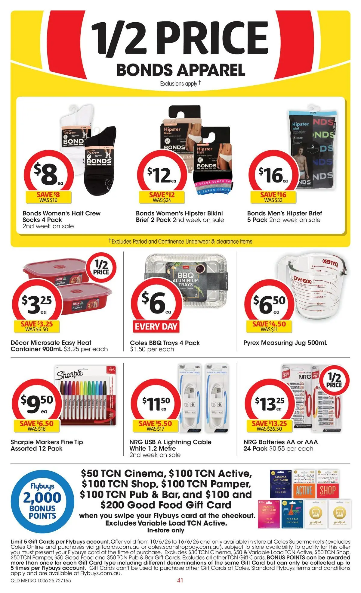 ﻿Coles catalogue valid from 09/06/2026 > Online Australia | Page: 41 | Products: Decor, Underwear, Batteries, Cable
