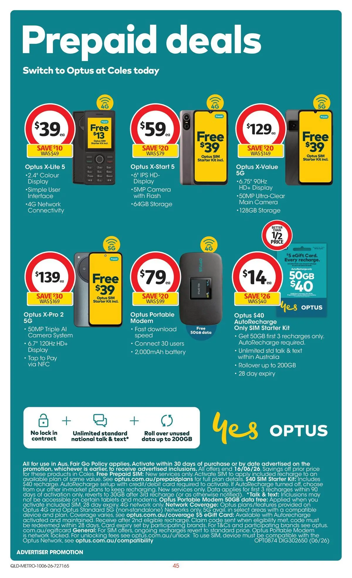 ﻿Coles catalogue valid from 09/06/2026 > Online Australia | Page: 45 | Products: Device, Portable, Modem, Tablets