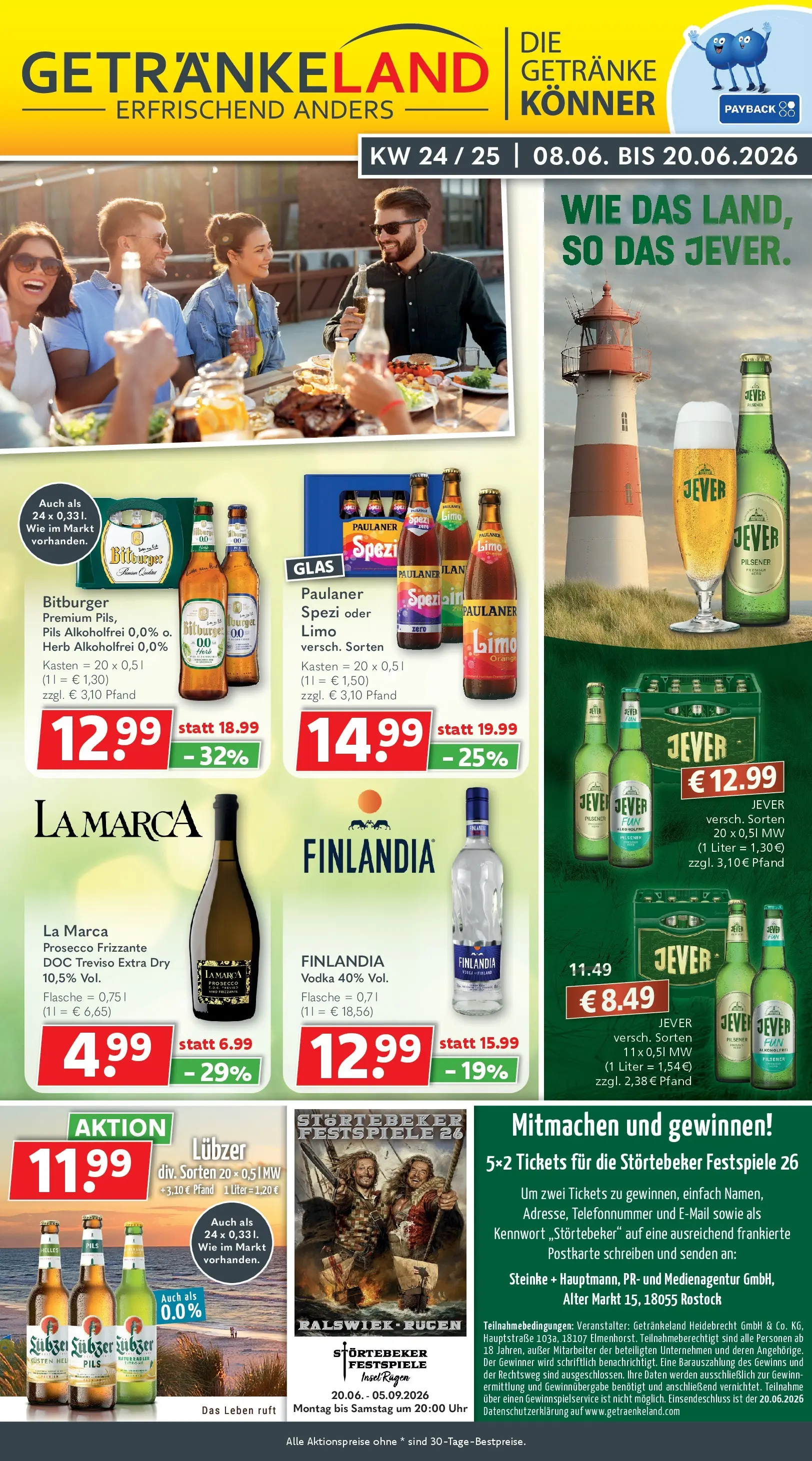 Getränkeland - Getränkeland: Getränkeangebote (ab 08.06.2026) zum Blättern | Seite: 1 | Produkte: Bitburger, Burger, Vodka, Uhr