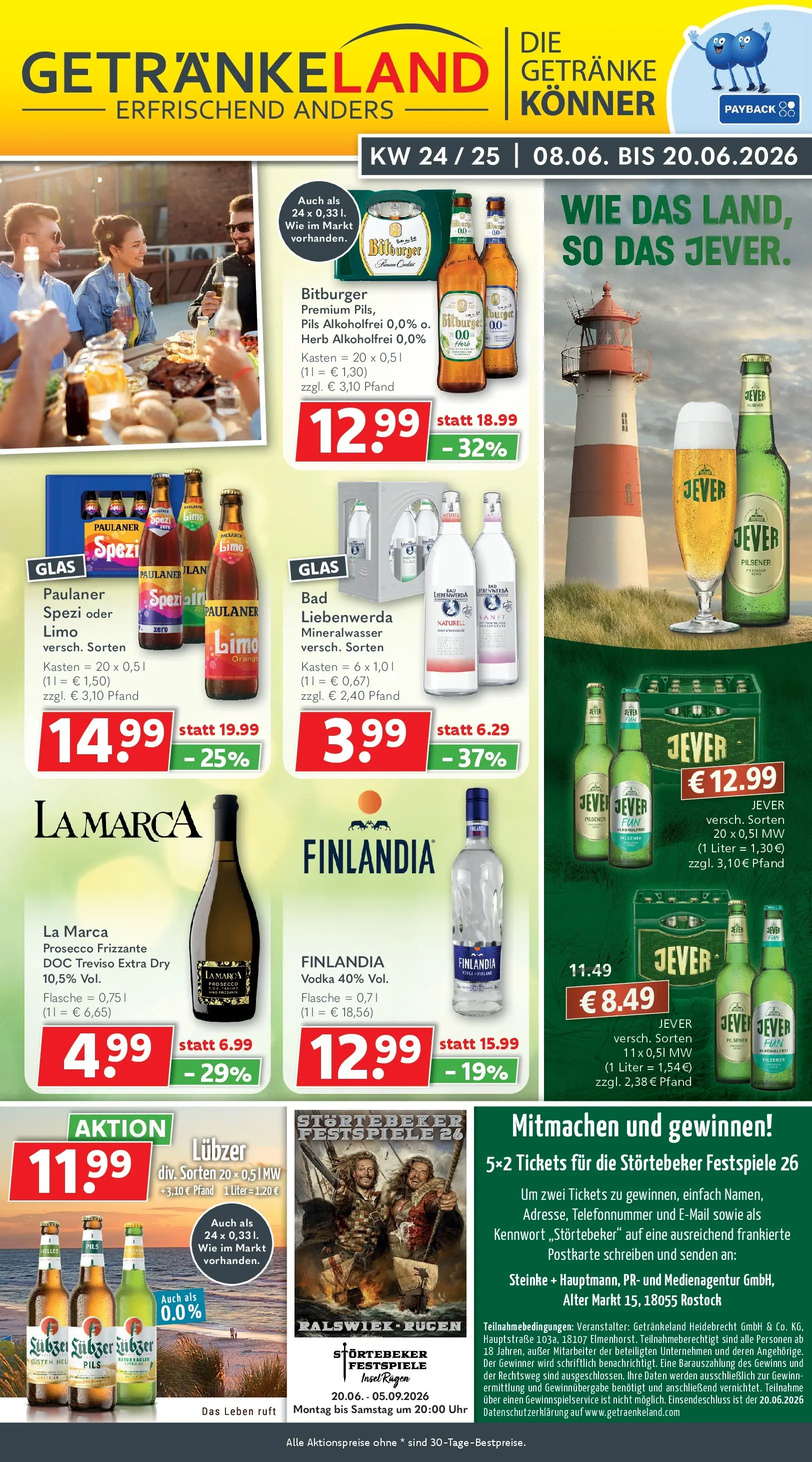 Getränkeland - Getränkeland: Getränkeangebote (ab 08.06.2026) zum Blättern | Seite: 1 | Produkte: Bitburger, Pils, Zitrone, Jever