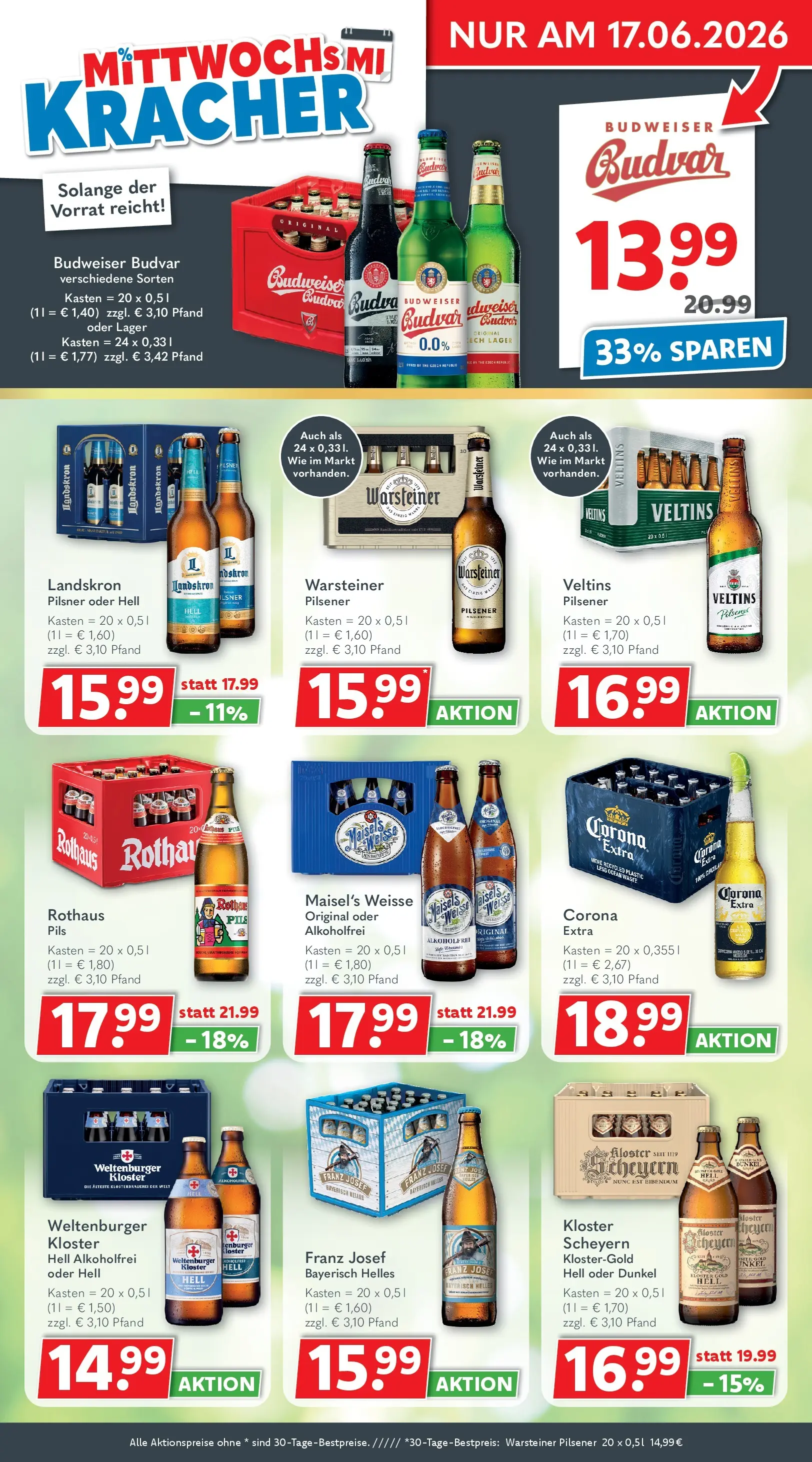 Getränkeland - Getränkeland: Getränkeangebote (ab 08.06.2026) zum Blättern | Seite: 3 | Produkte: Pils, Warsteiner, Budweiser, Veltins