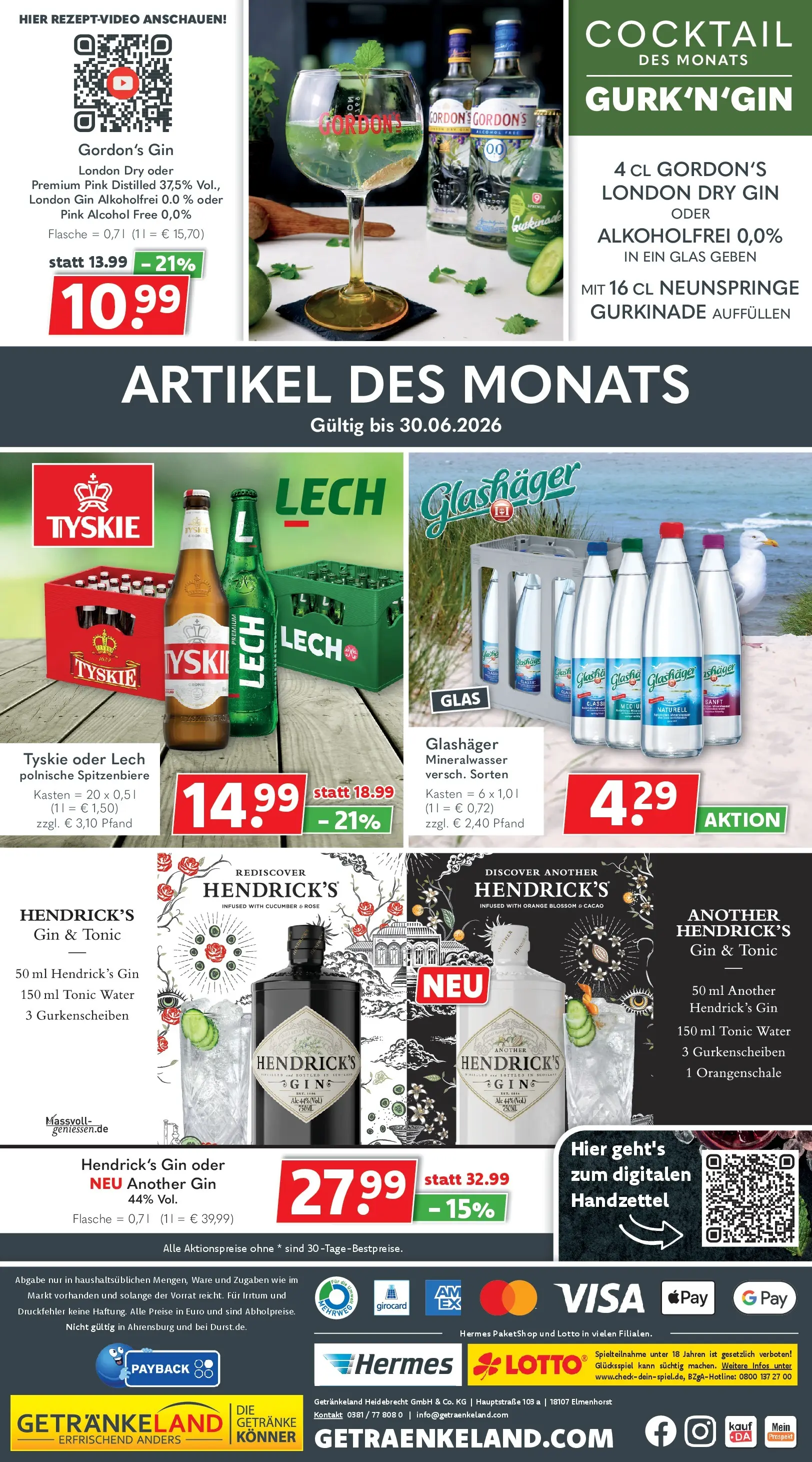 Getränkeland - Getränkeland: Getränkeangebote (ab 08.06.2026) zum Blättern | Seite: 10 | Produkte: Gordon's gin, Tyskie, Mineralwasser, Gin